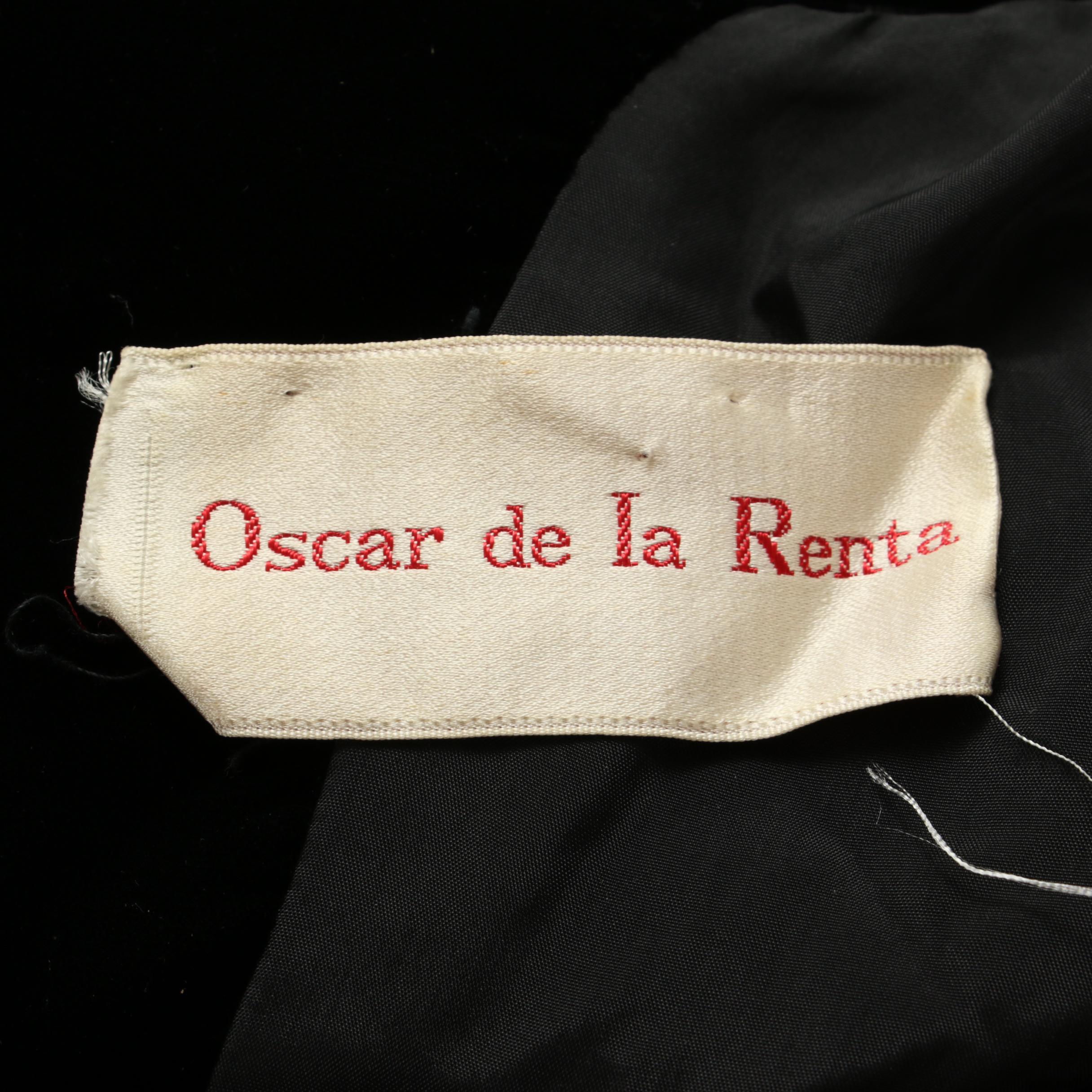 Oscar de la Renta Black Velvet Empire Waist Evening Dress, 1960s