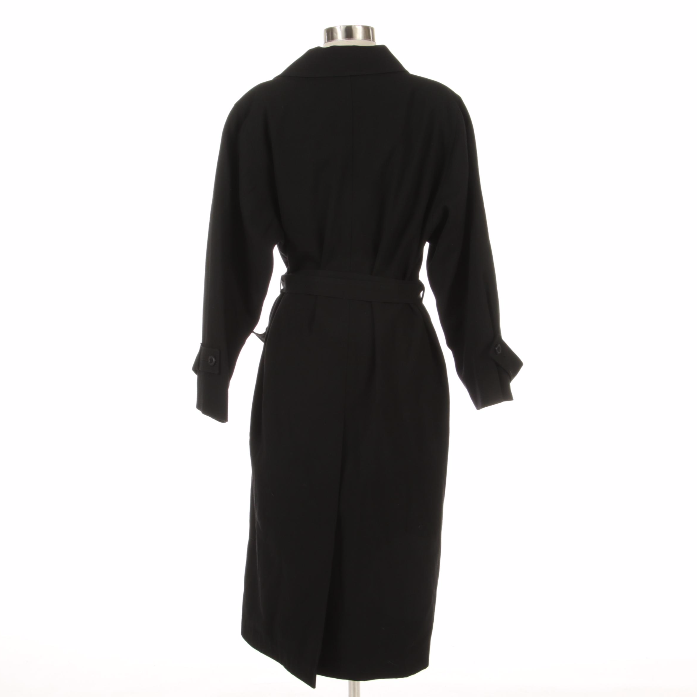 Christian Dior Weatherware Black Gabardine Wool Double-Breasted Trench Coat