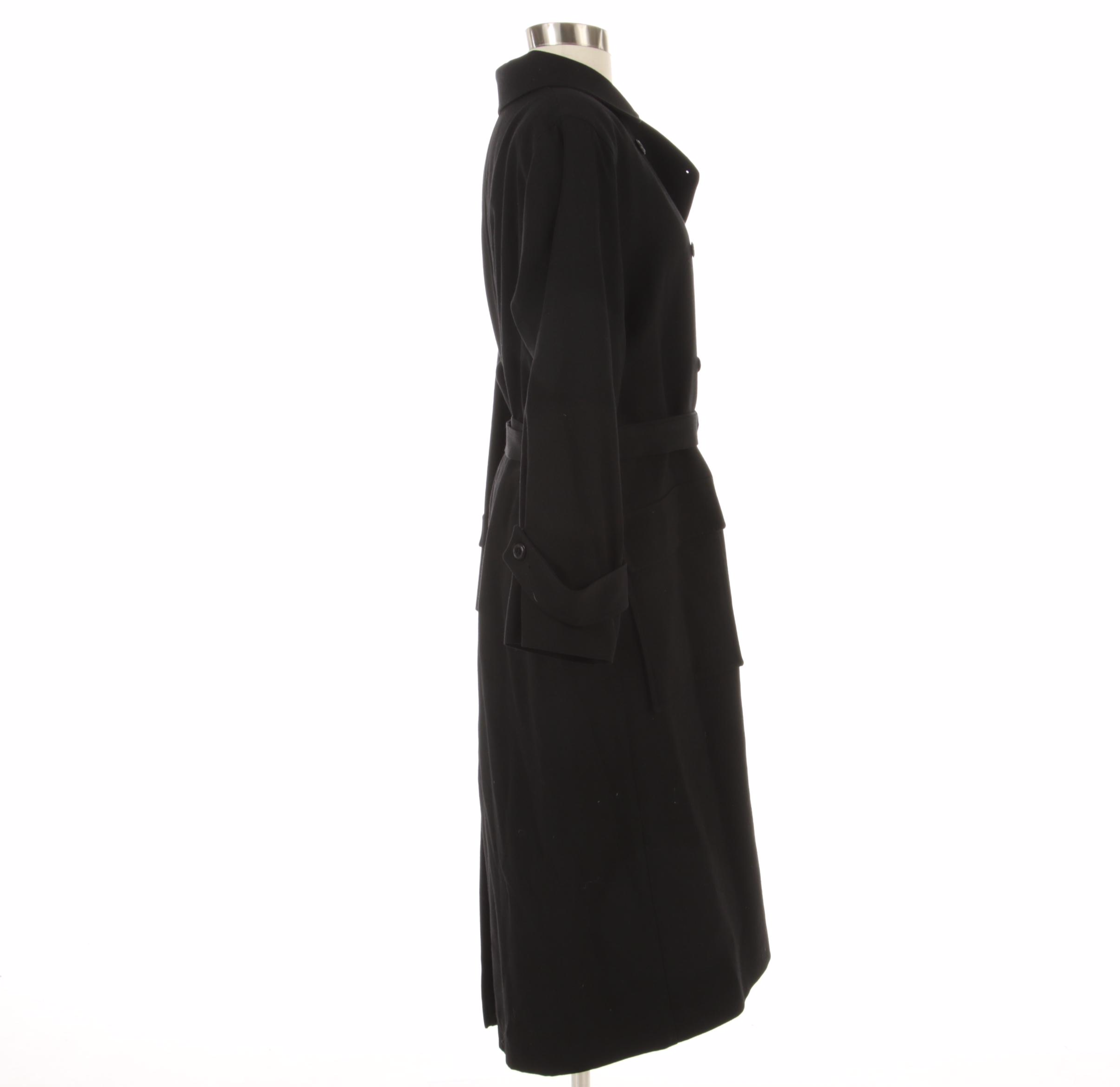 Christian Dior Weatherware Black Gabardine Wool Double-Breasted Trench Coat