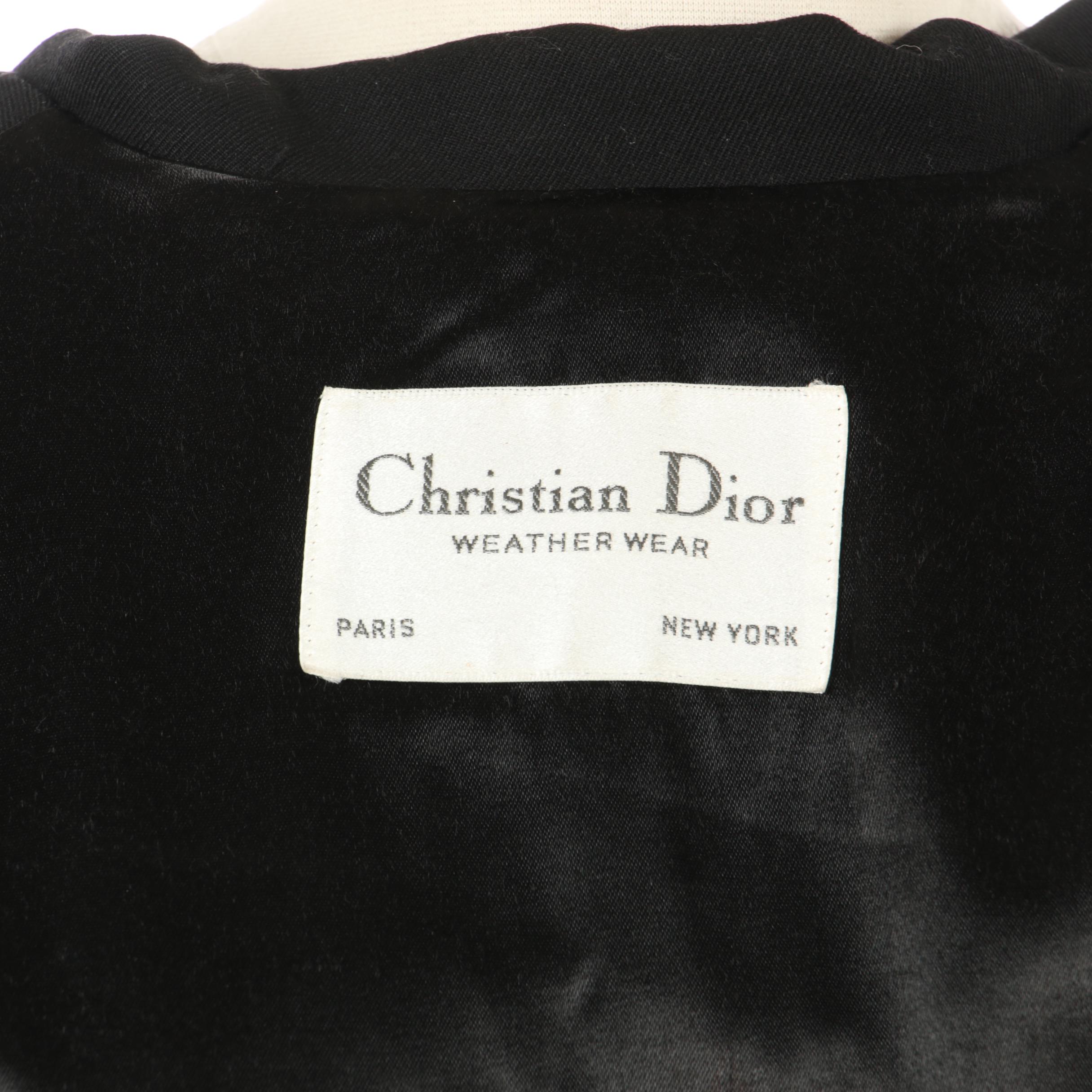 Christian Dior Weatherware Black Gabardine Wool Double-Breasted Trench Coat