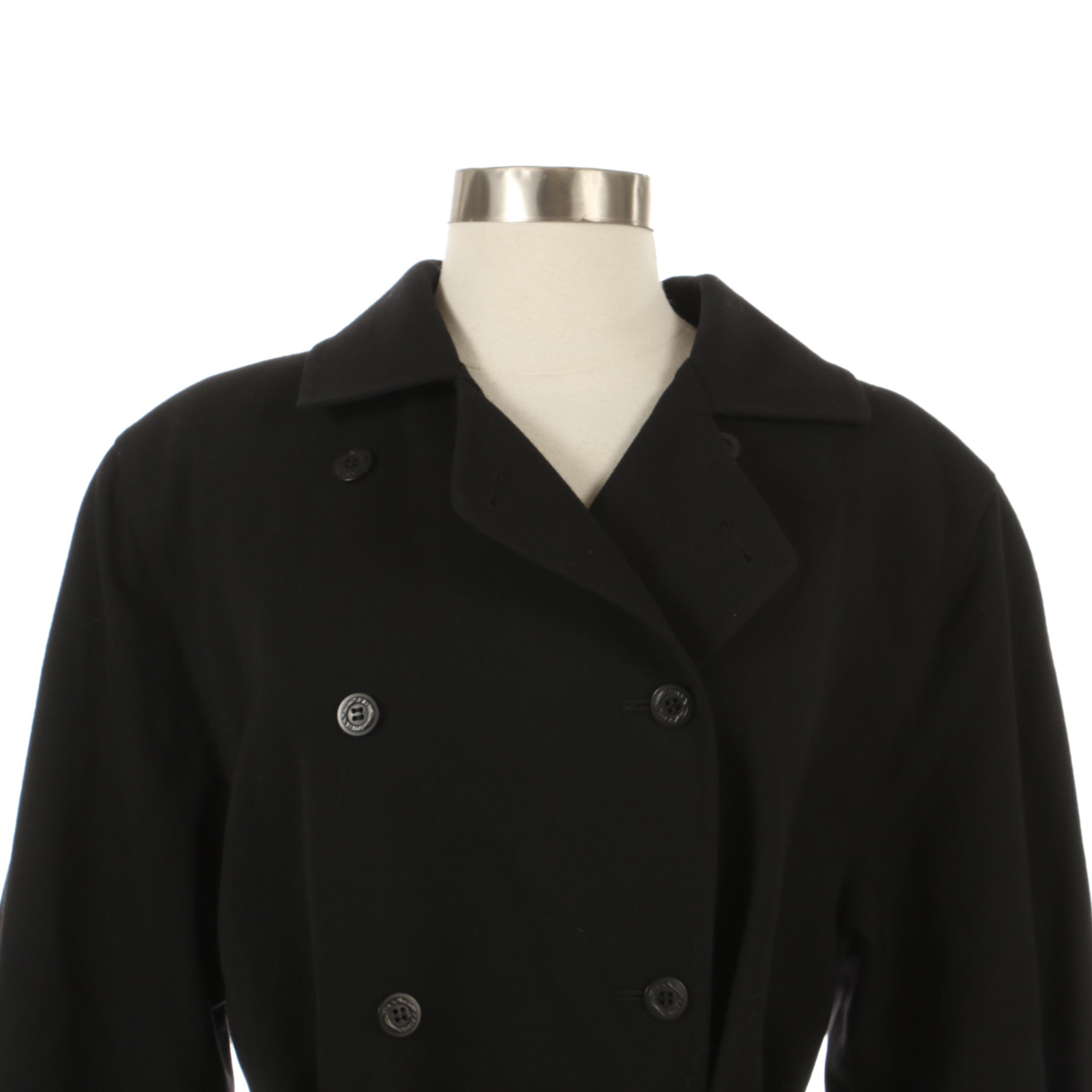 Christian Dior Weatherware Black Gabardine Wool Double-Breasted Trench Coat