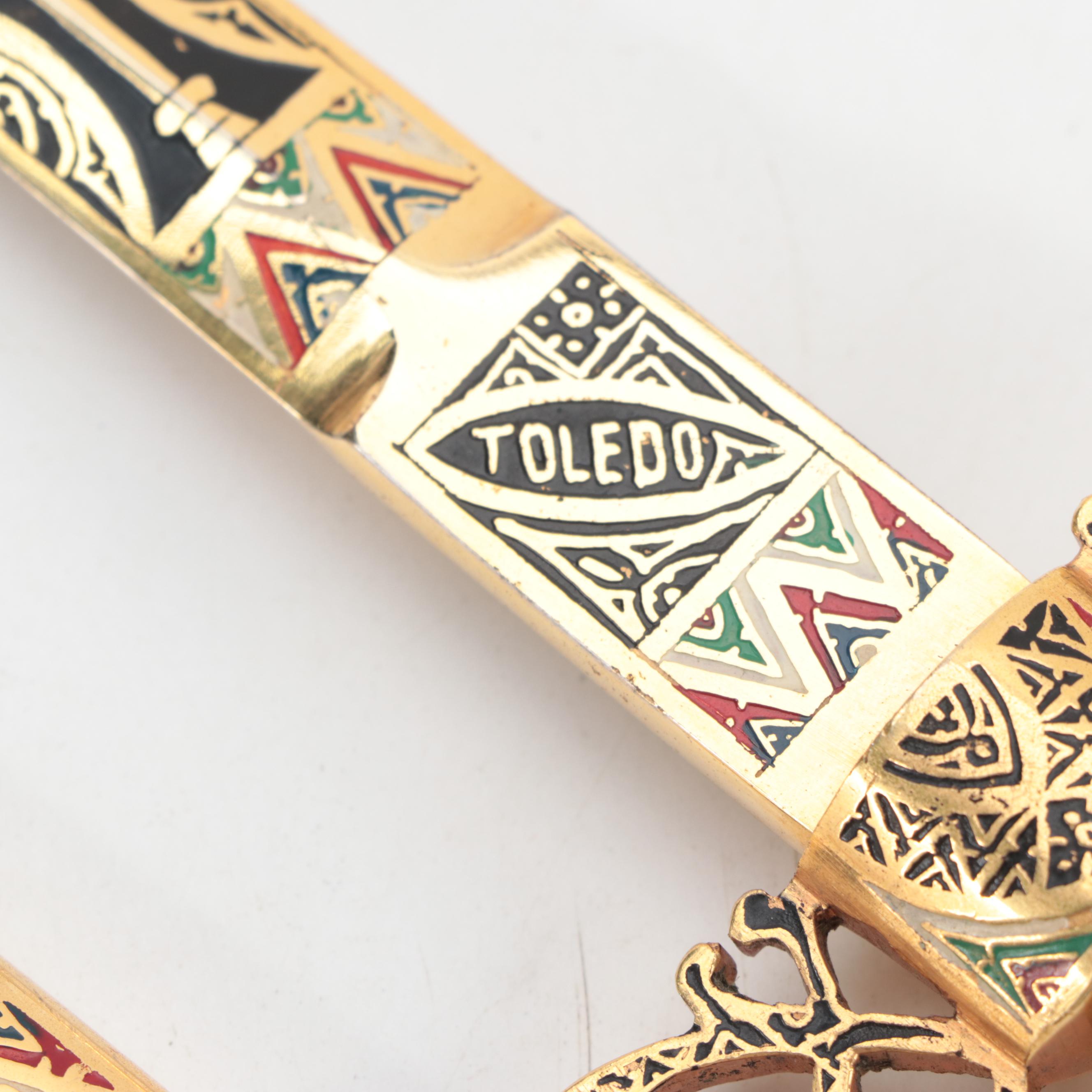 Roycroft Arts & Crafts Copper Vase Stand with Enameled Dagger