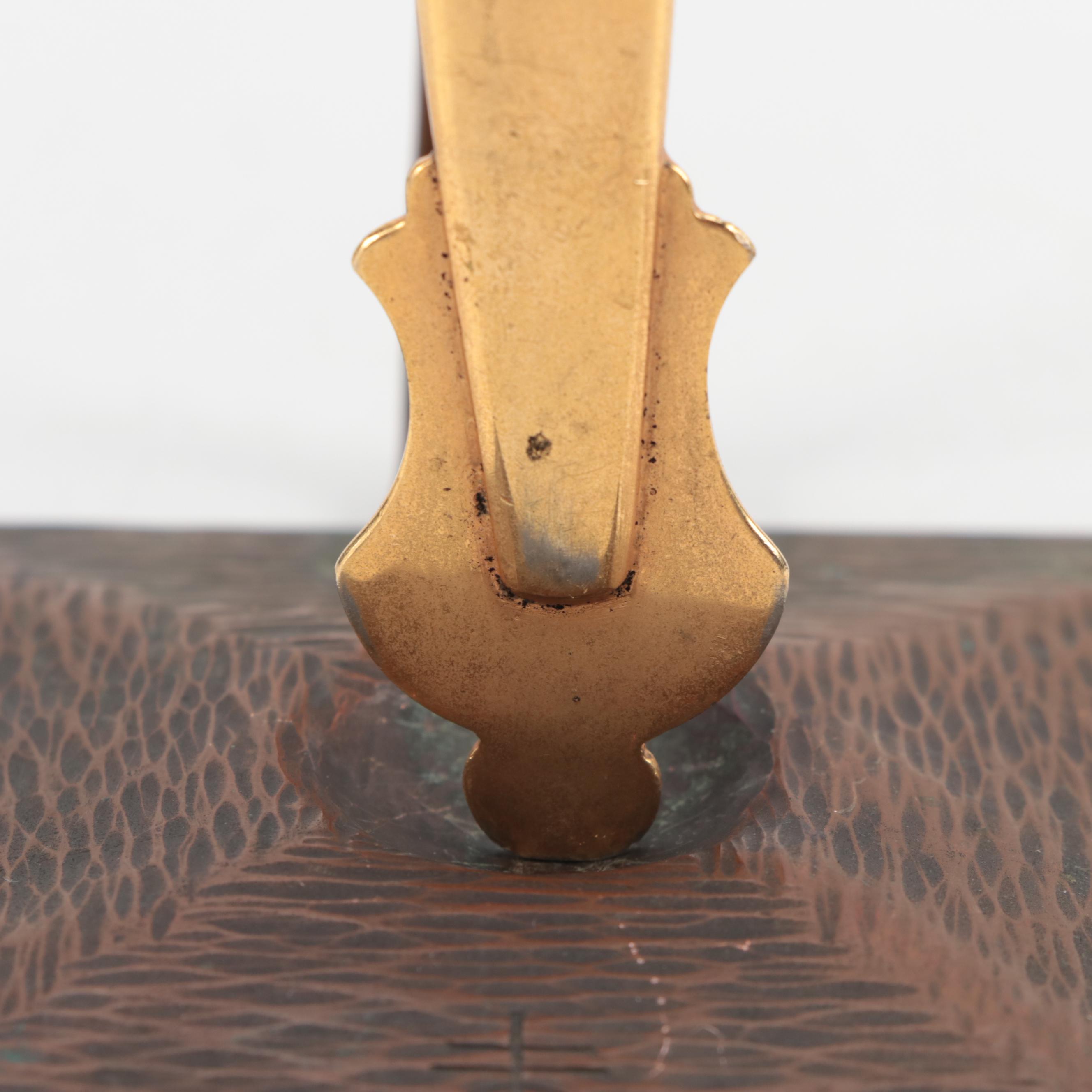 Roycroft Arts & Crafts Copper Vase Stand with Enameled Dagger