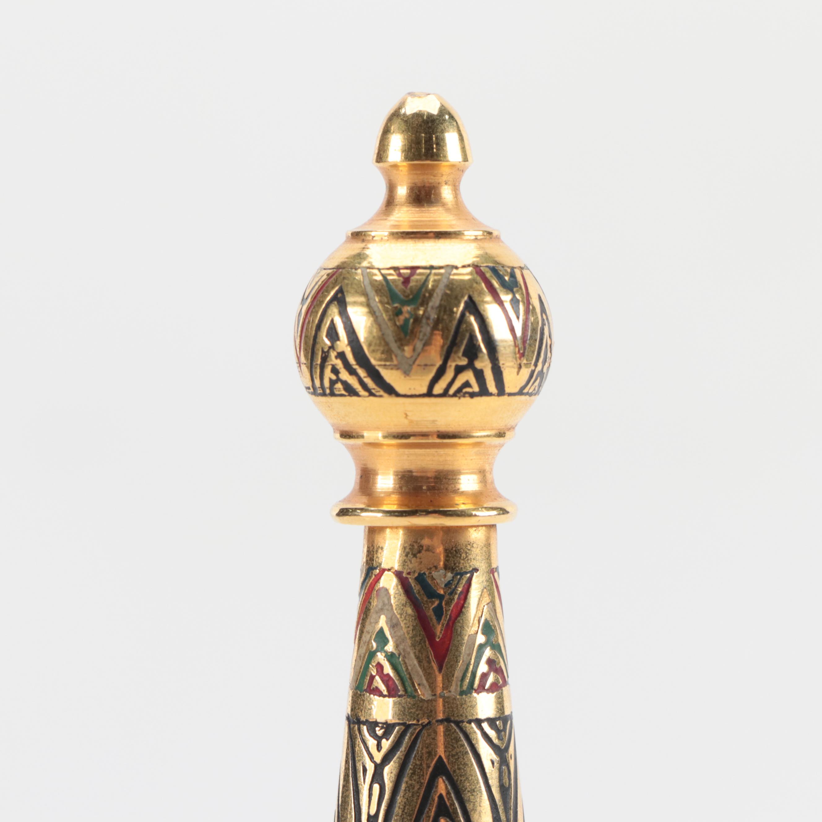 Roycroft Arts & Crafts Copper Vase Stand with Enameled Dagger