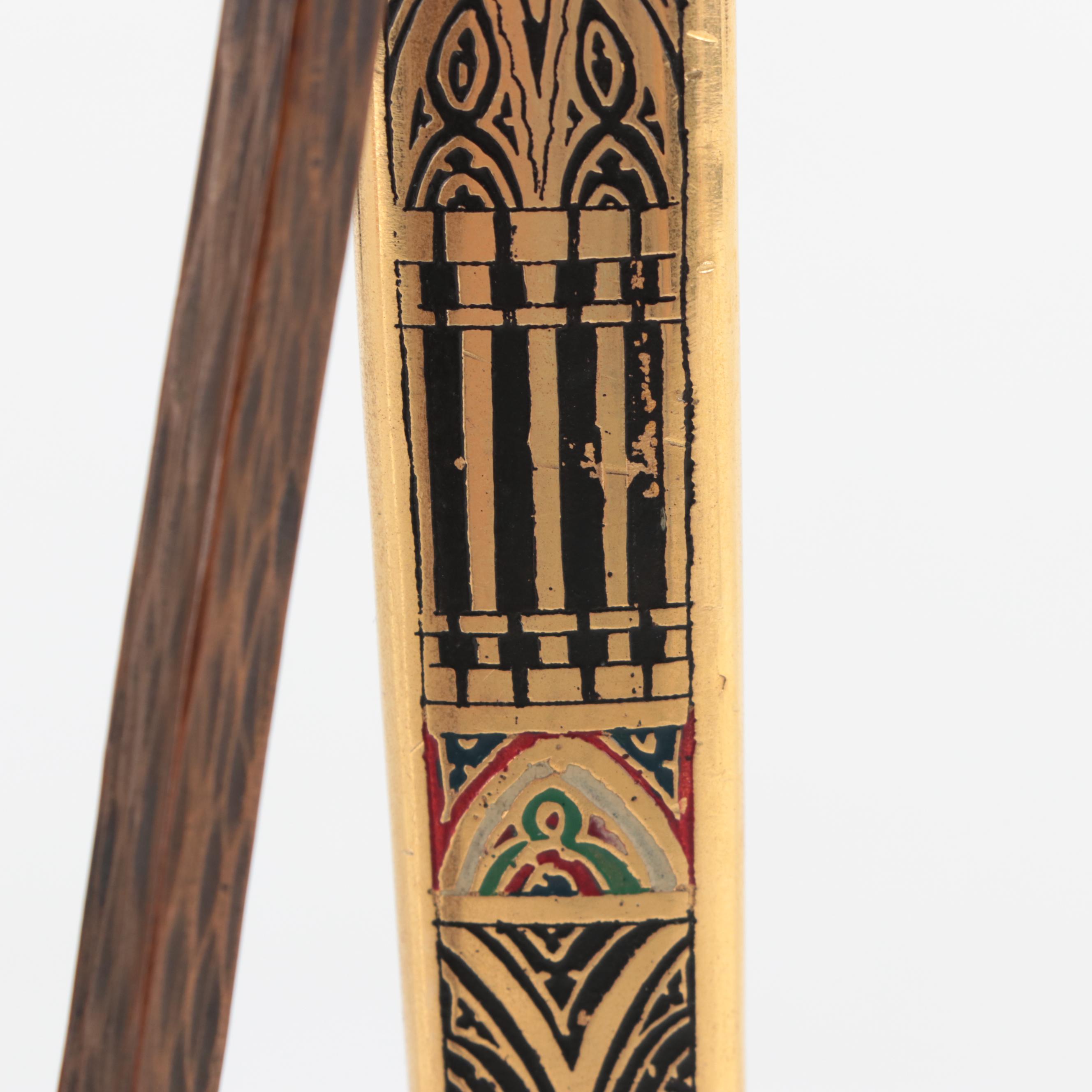 Roycroft Arts & Crafts Copper Vase Stand with Enameled Dagger