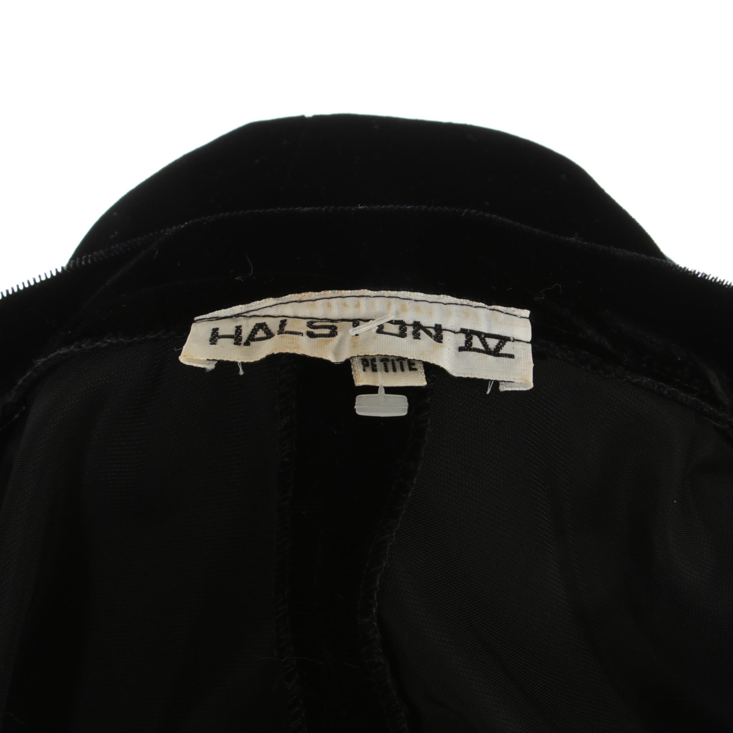 Halston IV Front Vent Evening Dress and Natori Cocoon Wrap in Black Velvet