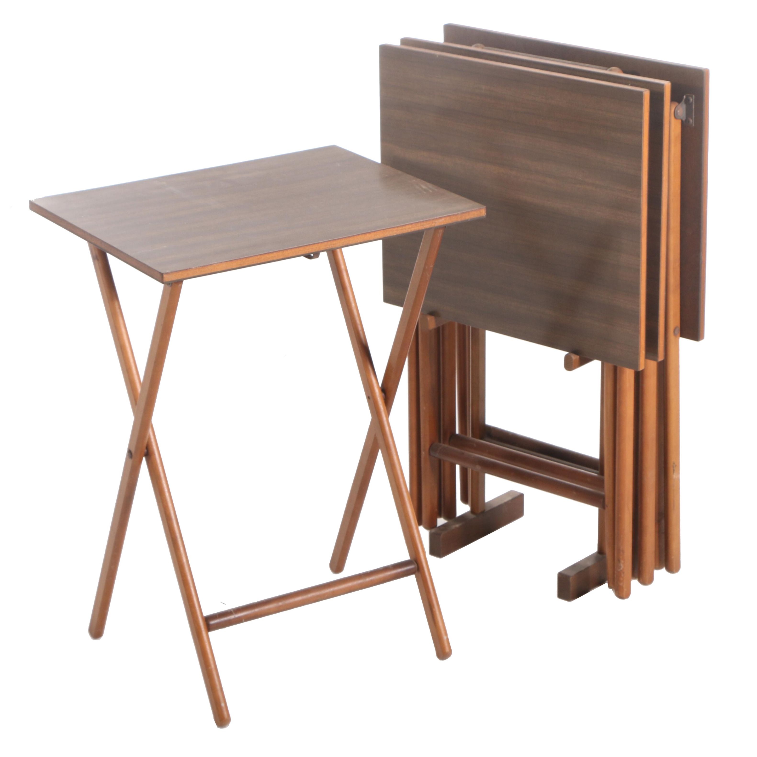 Scheibe Mid Century Modern Folding Stackable TV Tray Tables