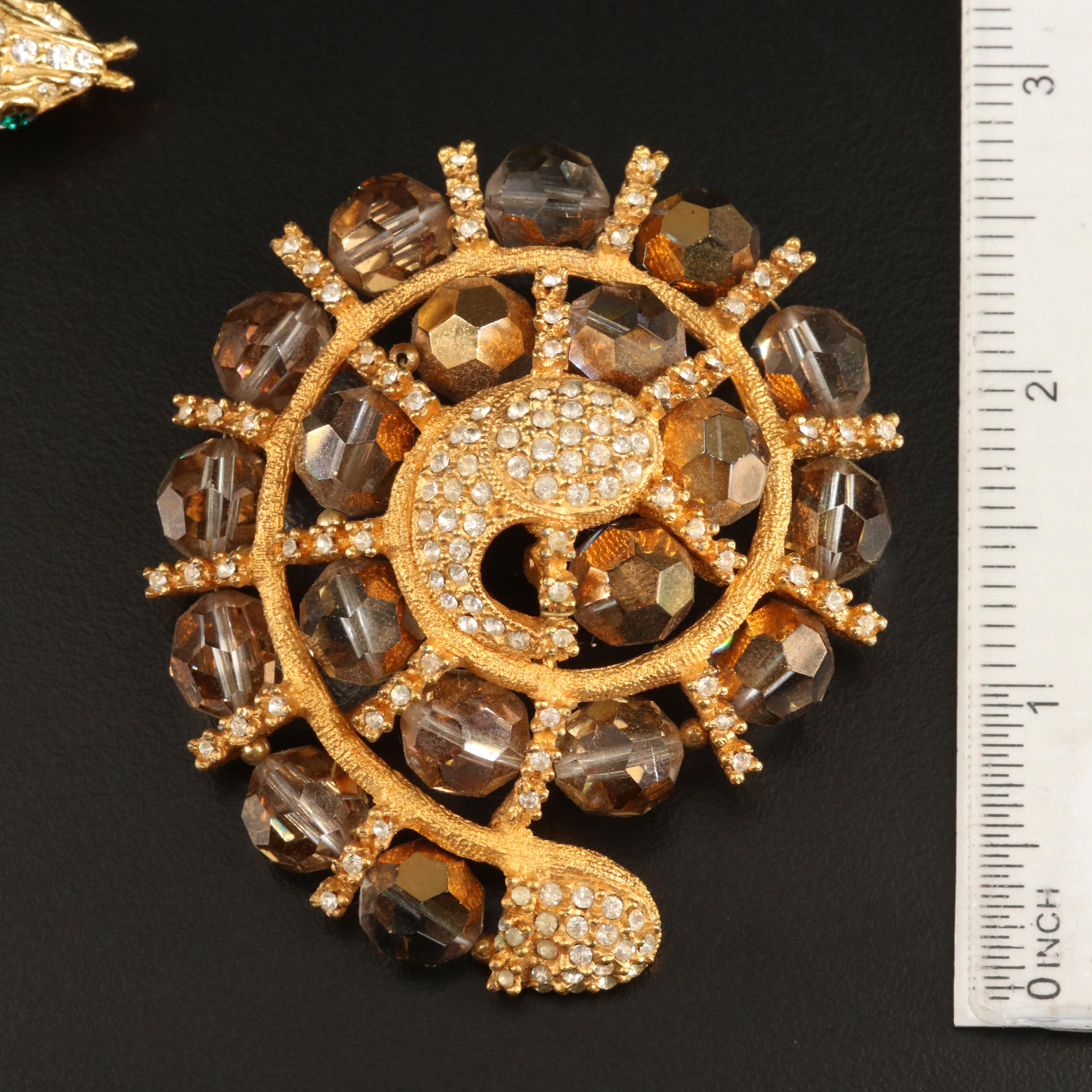 Vintage De Nicola, Richelieu and Rhinestone Snake Brooches