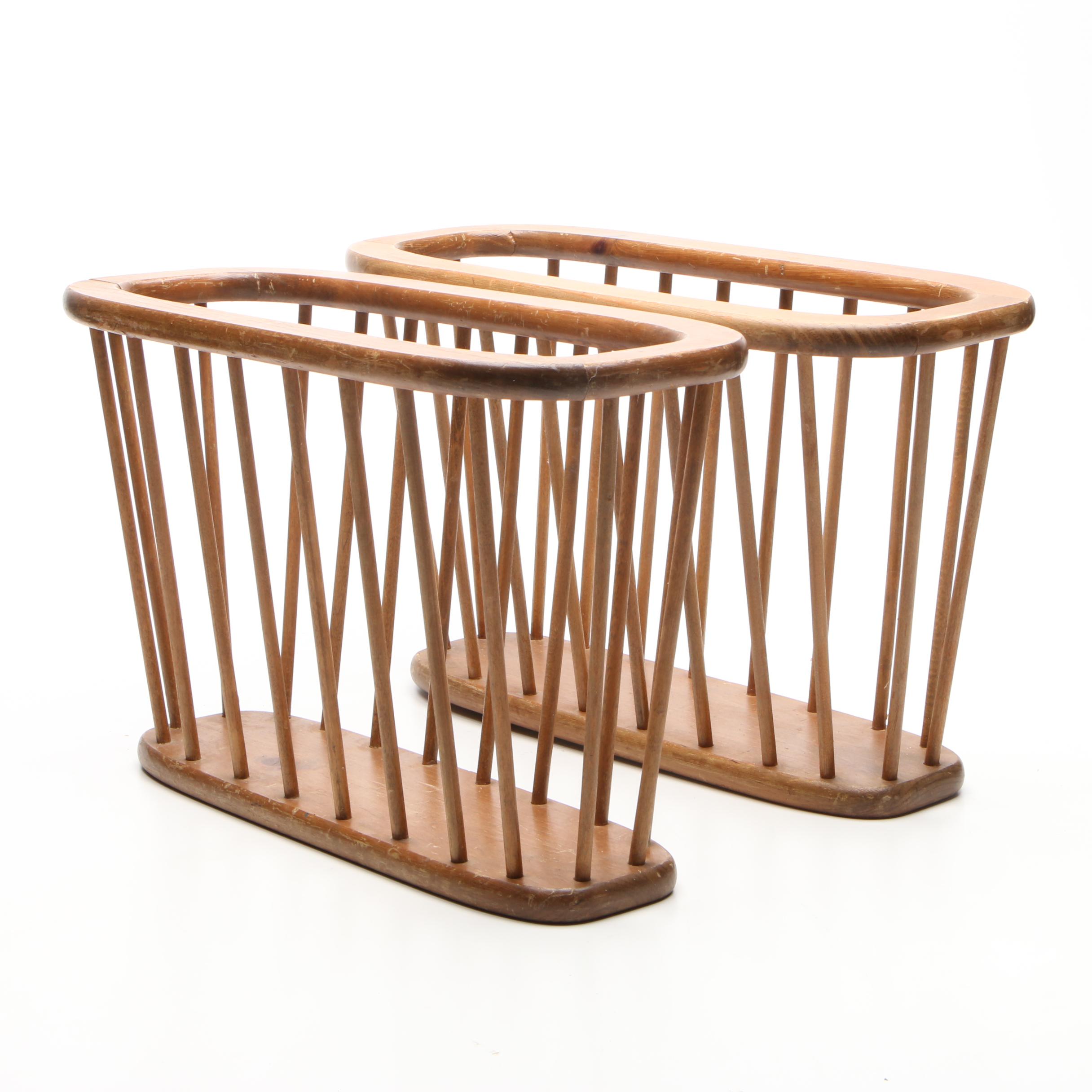 Pair of Arthur Umanoff Wooden Spindle Magazine Racks, Mid-20th Century