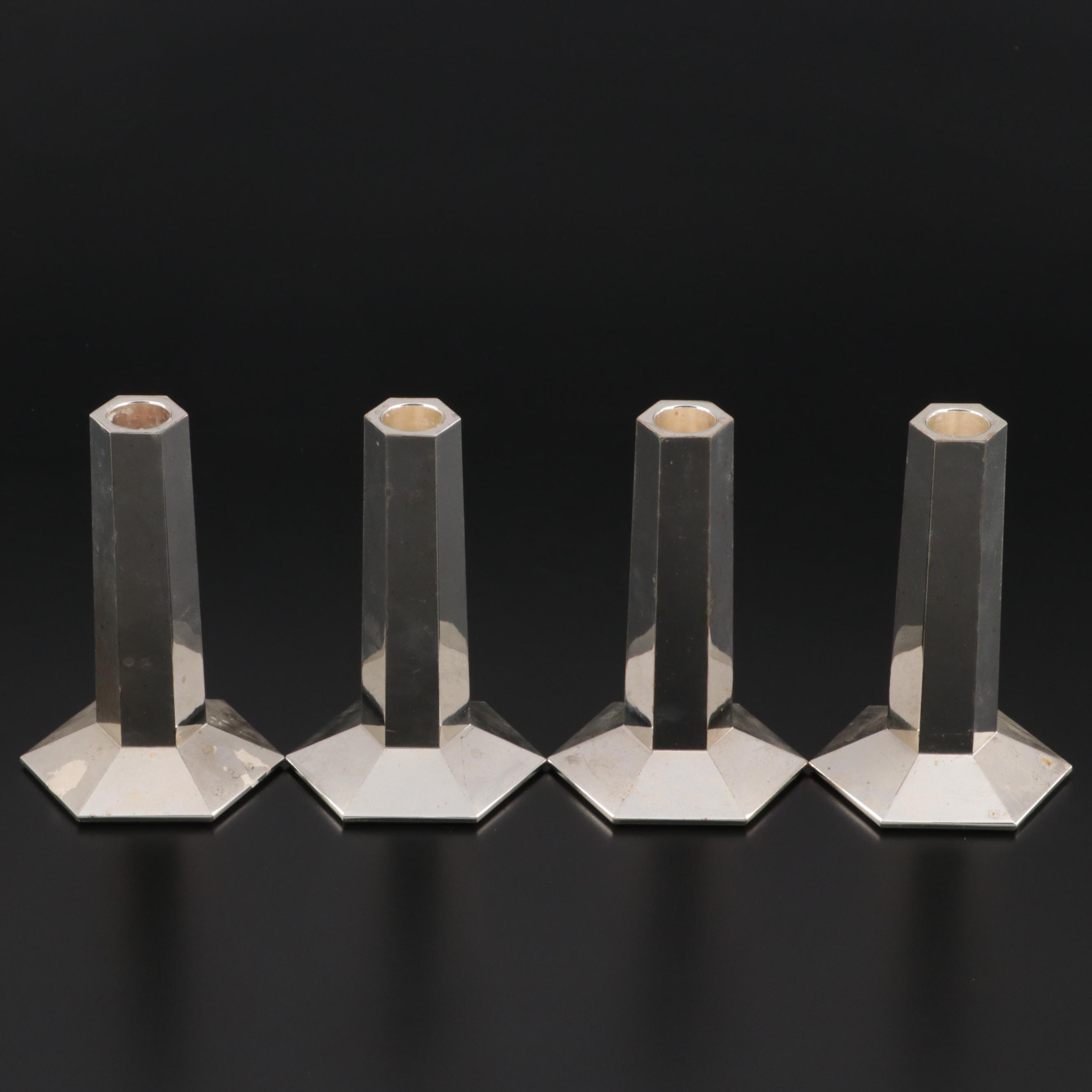 - Frank Lloyd Wright Foundation Modernist Silver Plate Candlesticks, 2003