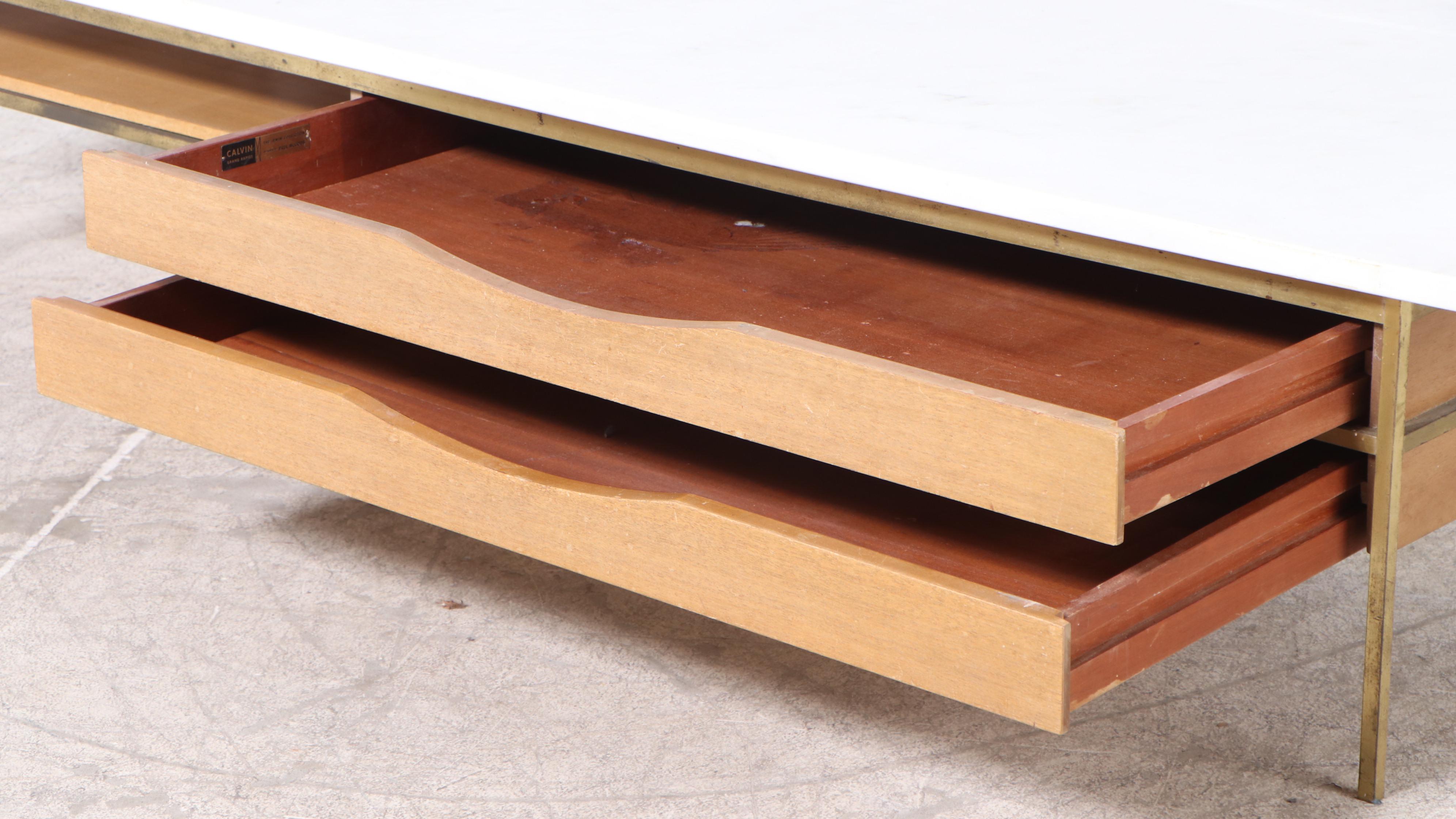 Paul McCobb for Calvin "Irwin" Marble, Brass and Mahogany Coffee Table