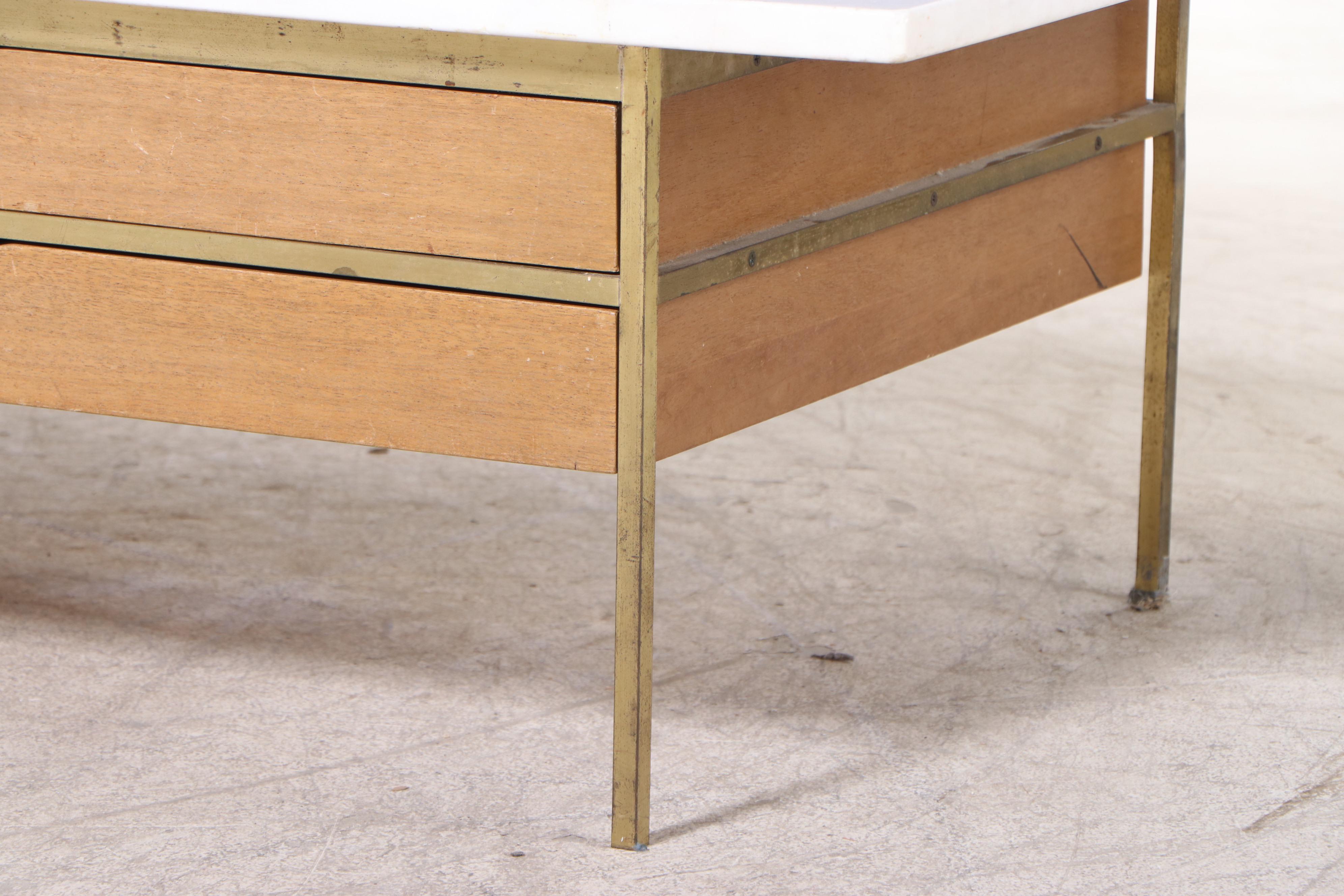 Paul McCobb for Calvin "Irwin" Marble, Brass and Mahogany Coffee Table