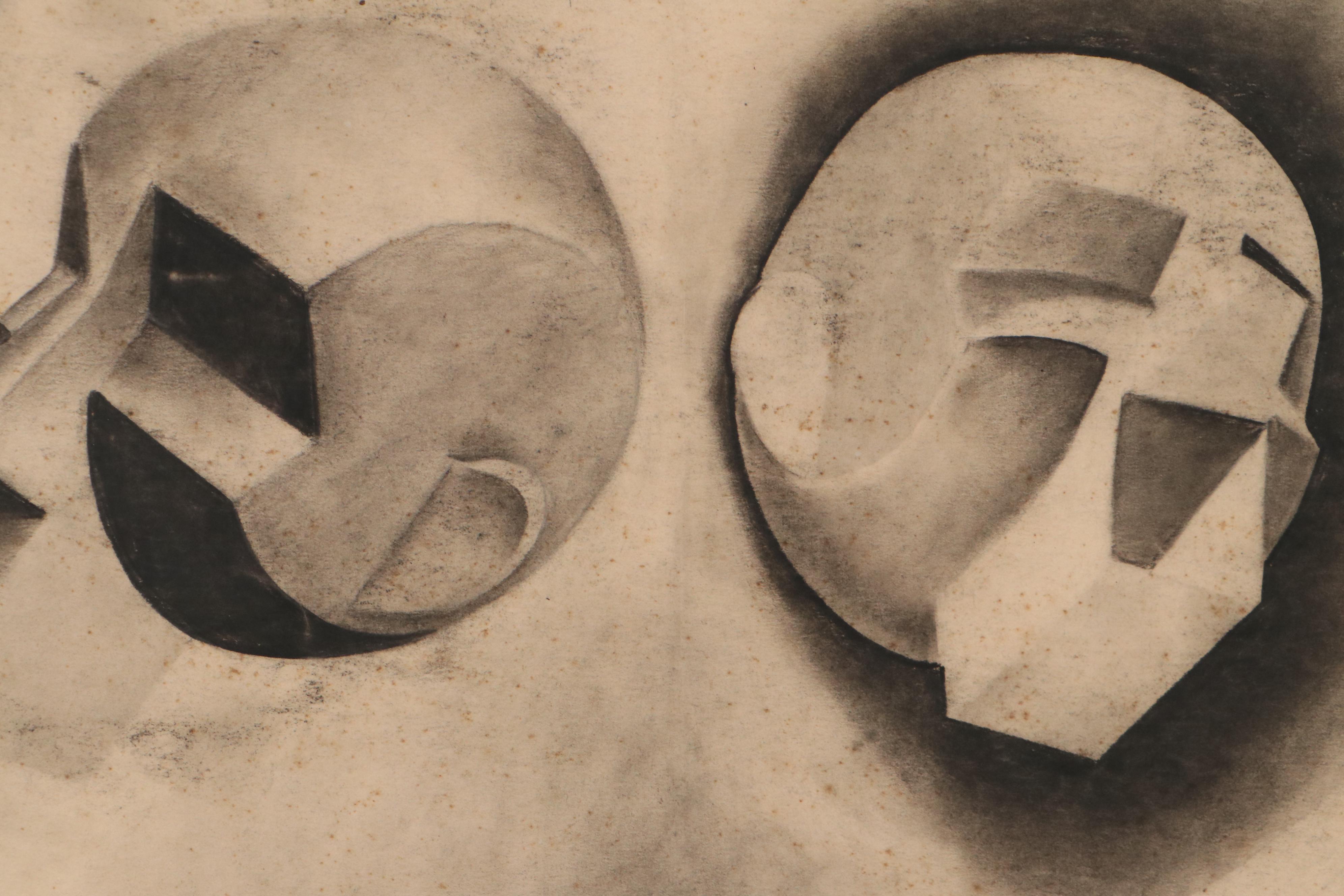 Irving Toorchen Charcoal Drawing Study of Shadowing, 1934