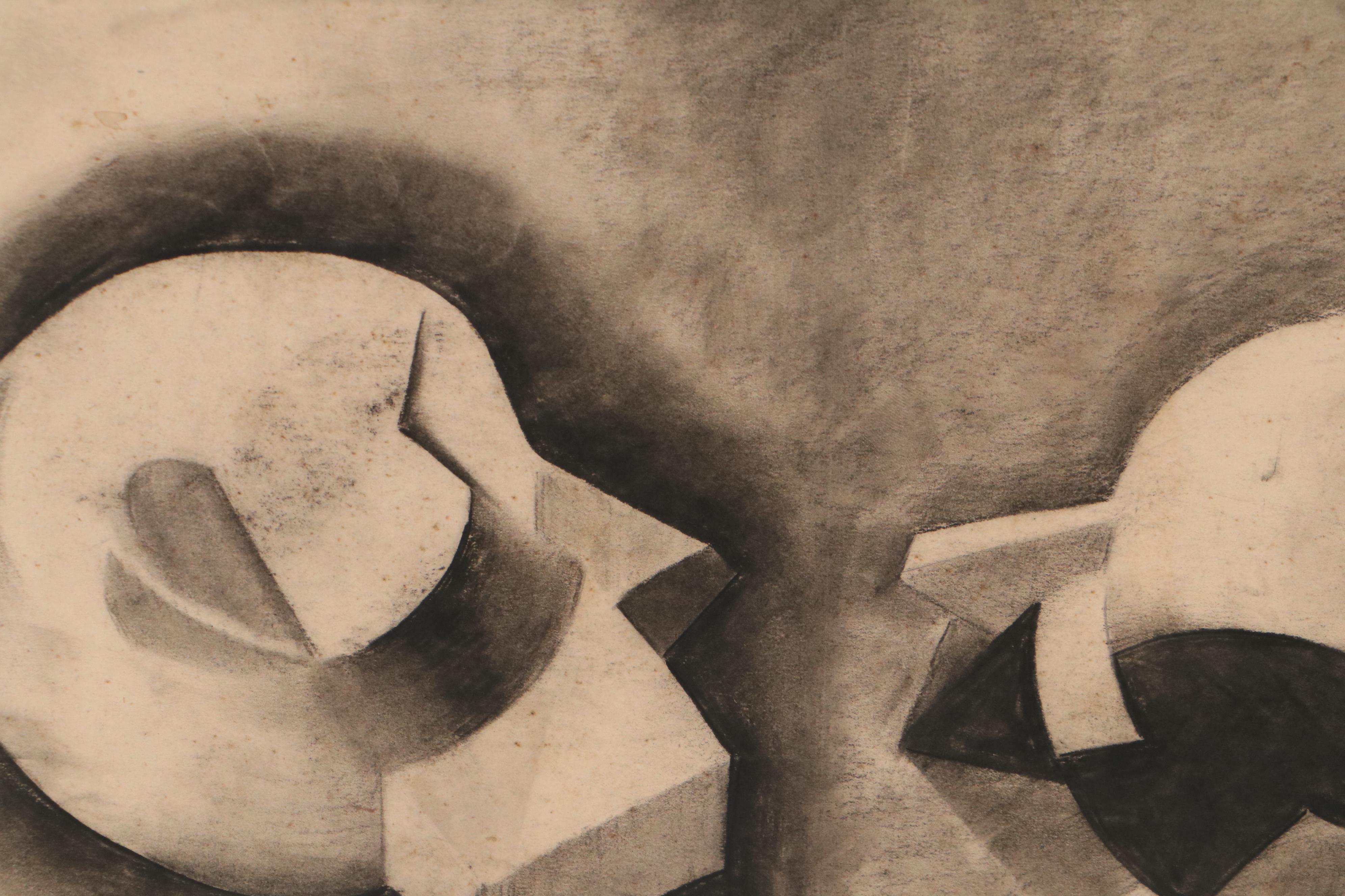 Irving Toorchen Charcoal Drawing Study of Shadowing, 1934