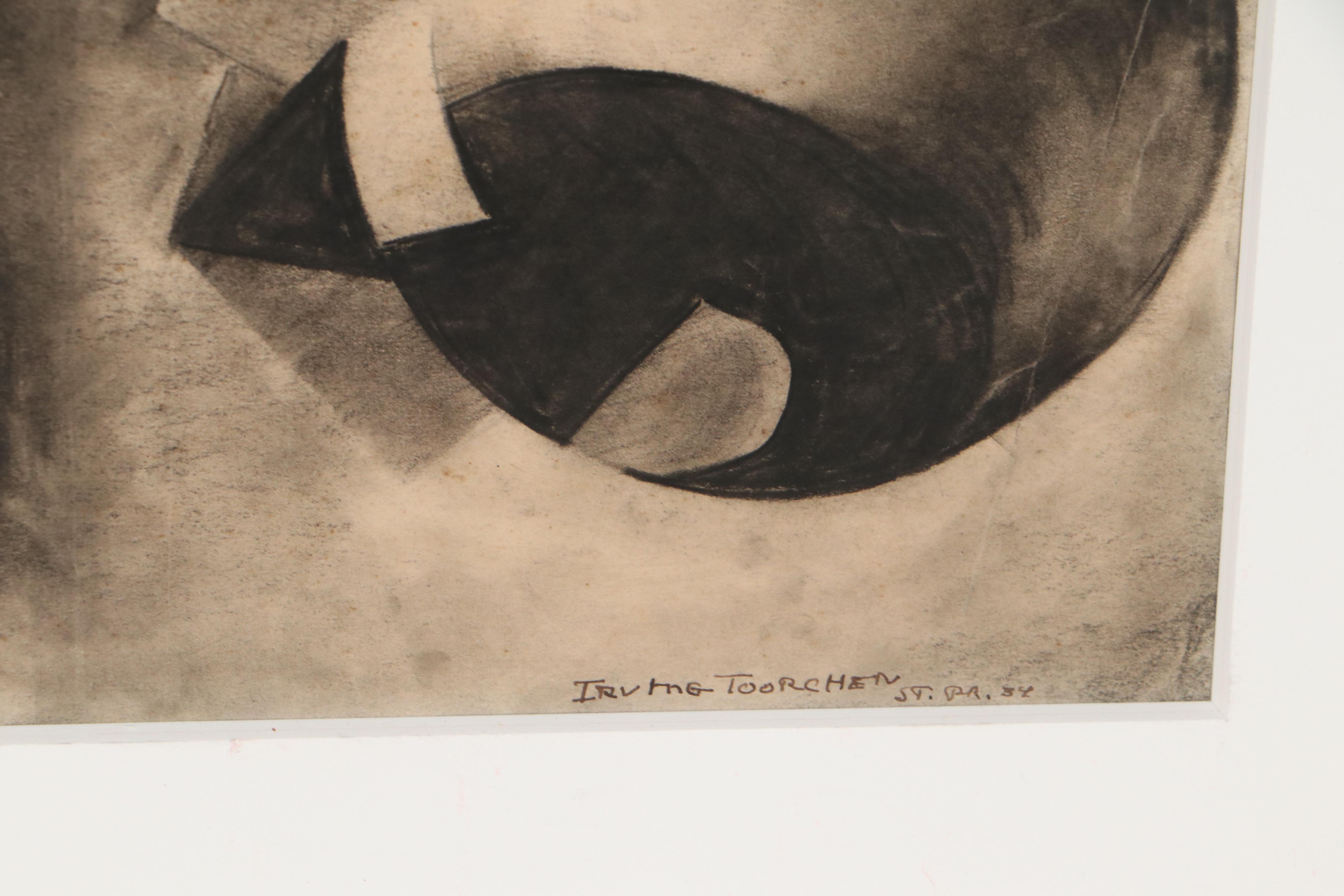 Irving Toorchen Charcoal Drawing Study of Shadowing, 1934