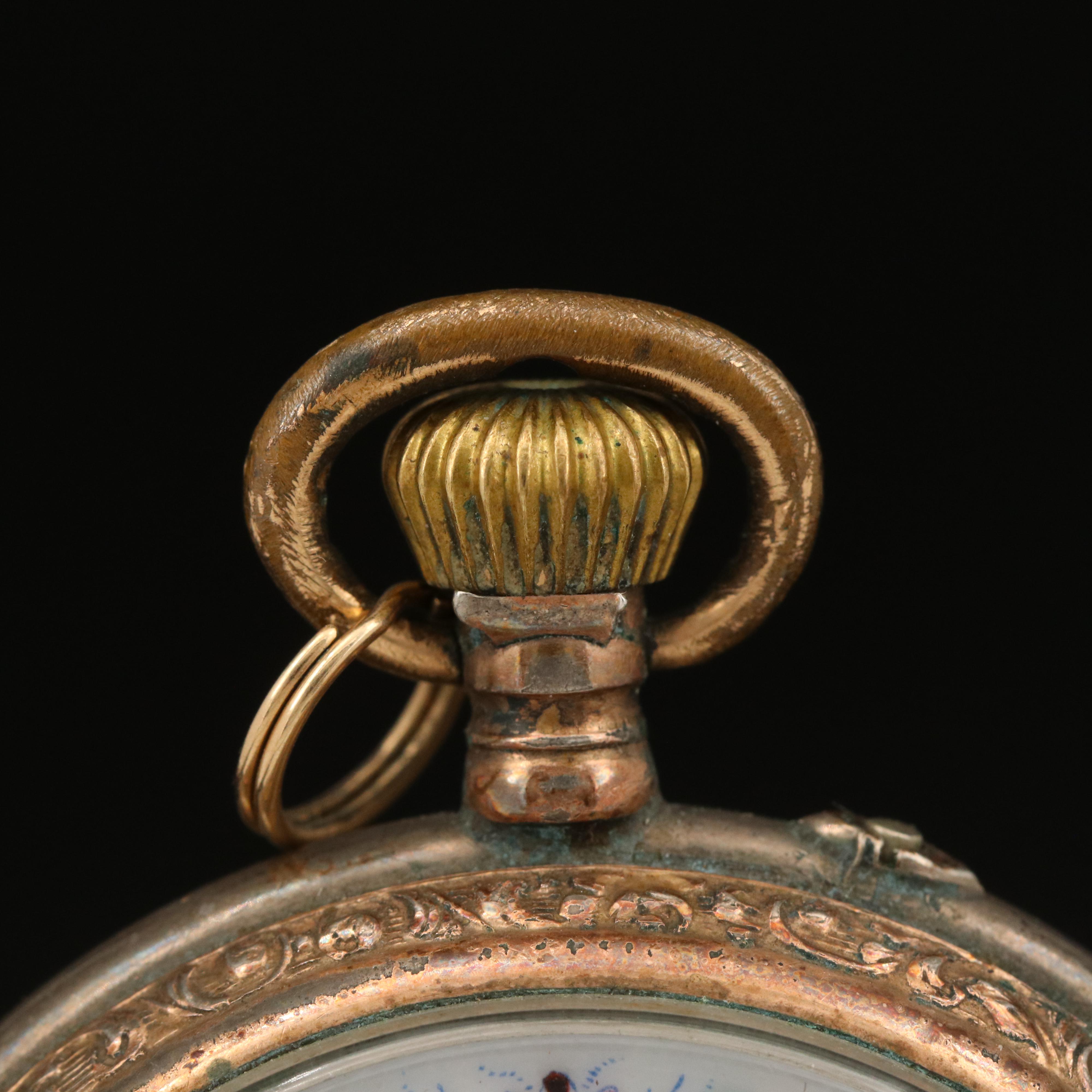 Vintage 800 Silver Ornate Dial Pocket Watch
