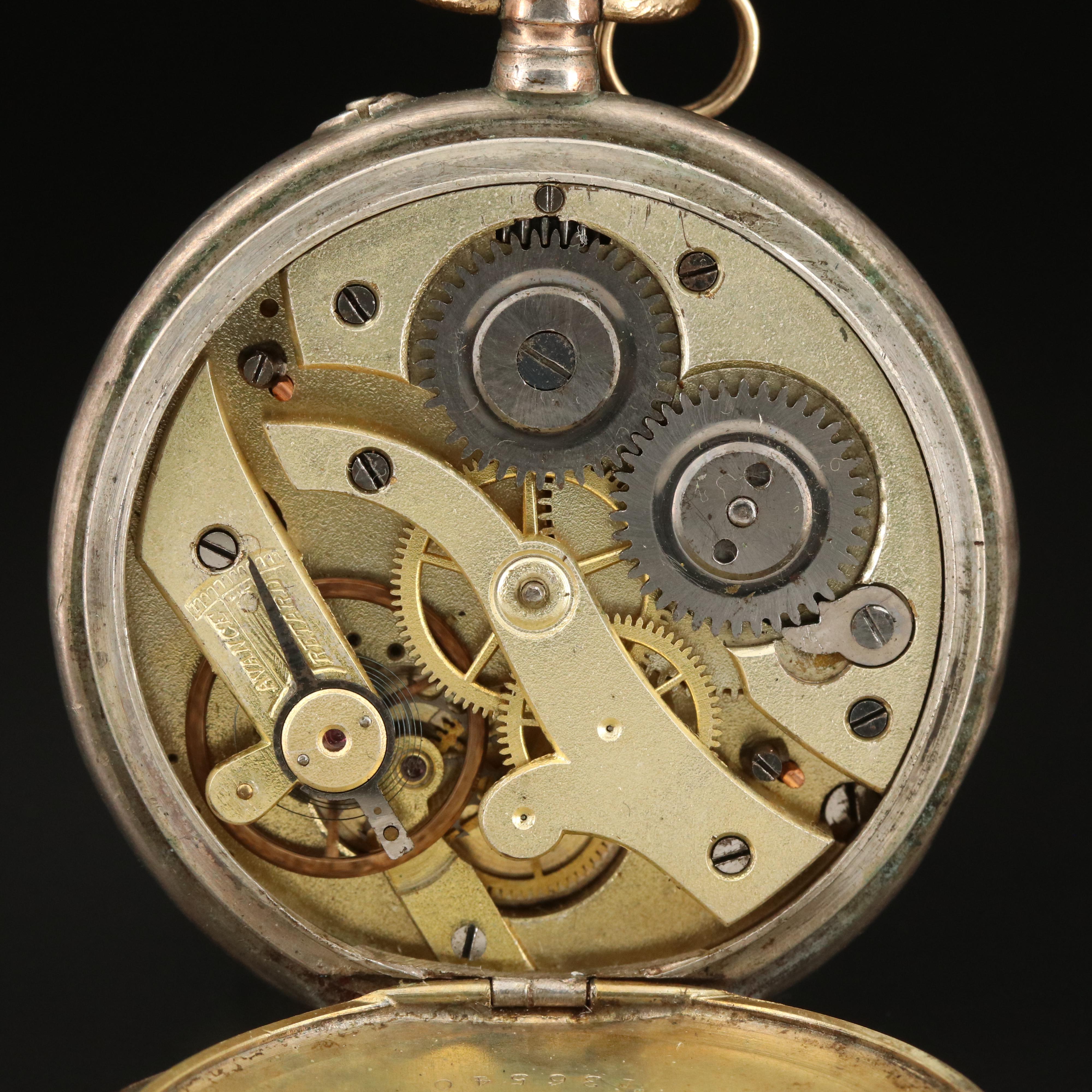 Vintage 800 Silver Ornate Dial Pocket Watch