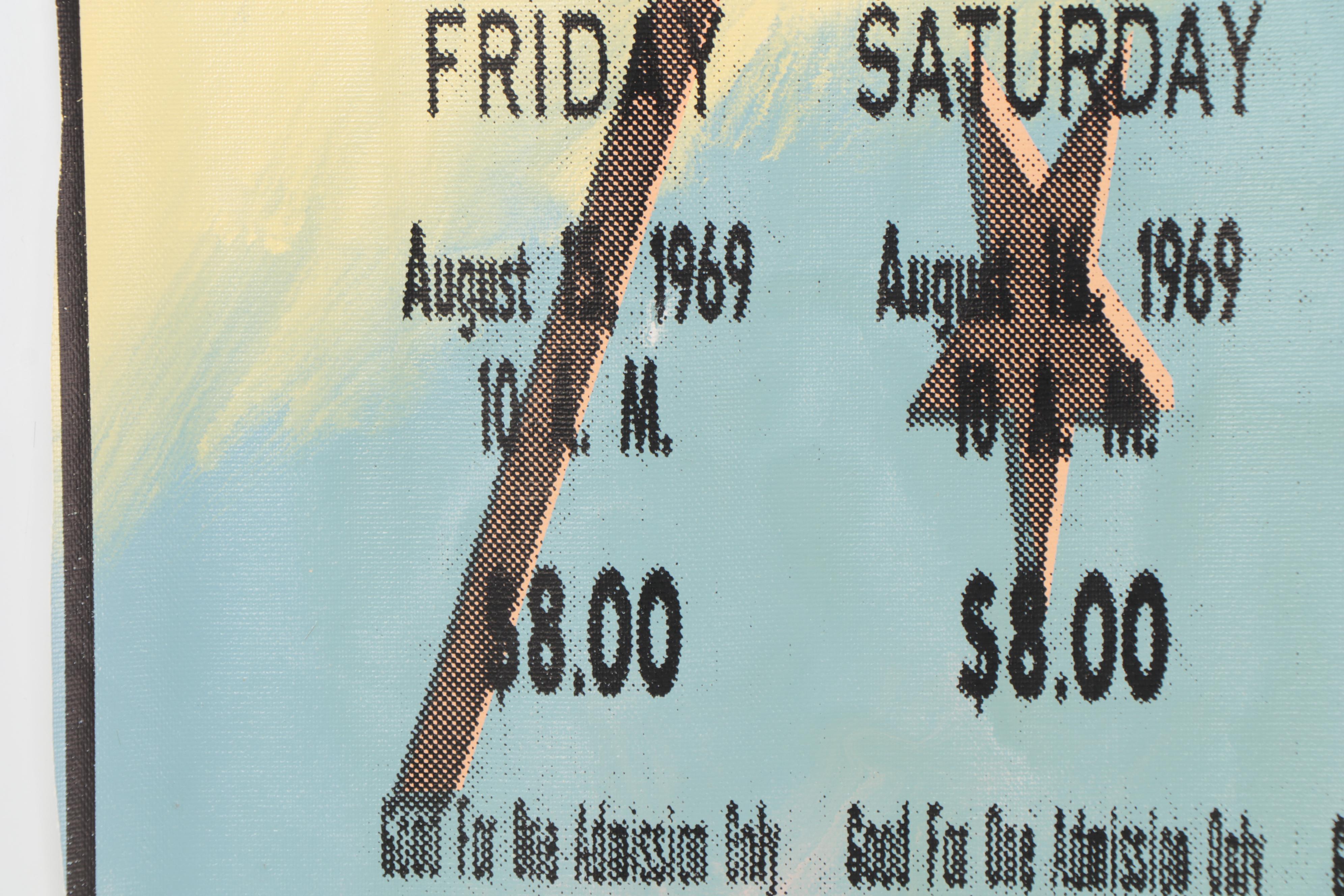 Steve Kaufman Pop Art Mixed Media Painting of Woodstock Ticket