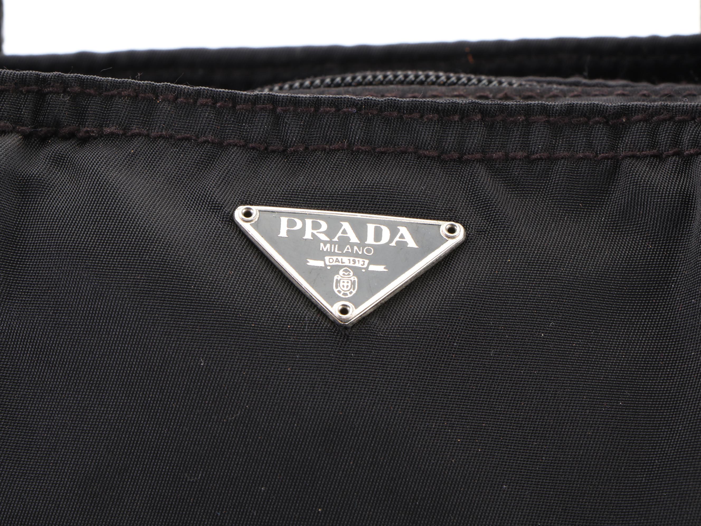 Prada Black Nylon and Leather Tote