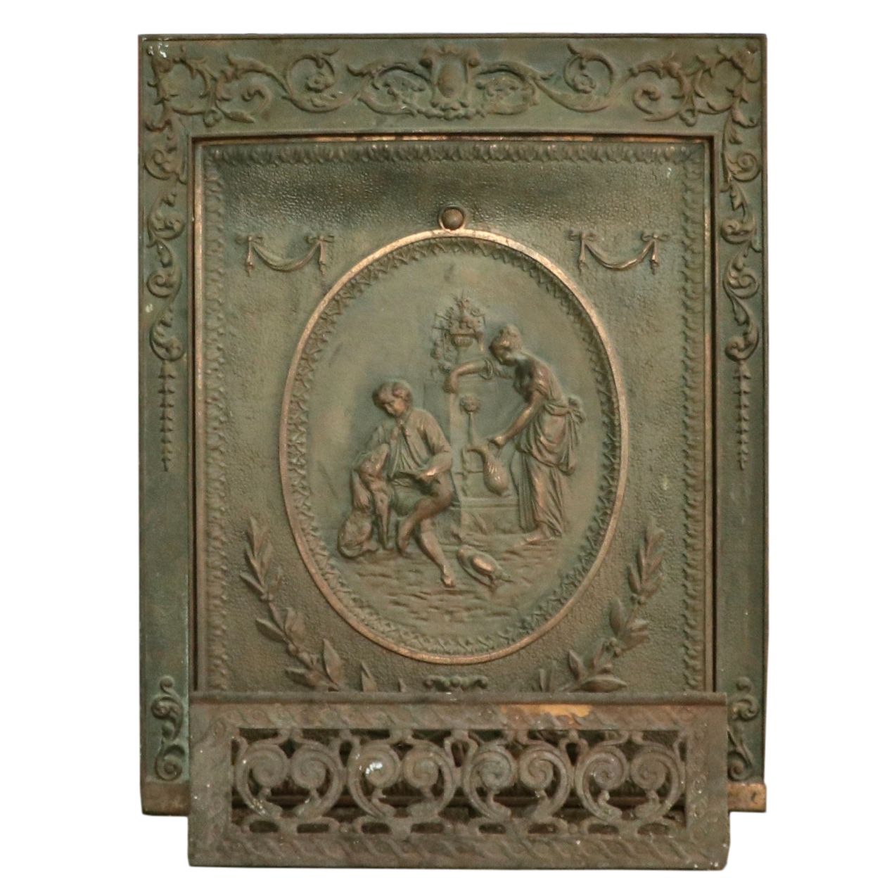 Cheerful Co. Cast Iron Grate with Other Fireplace Surround with Summer Cover