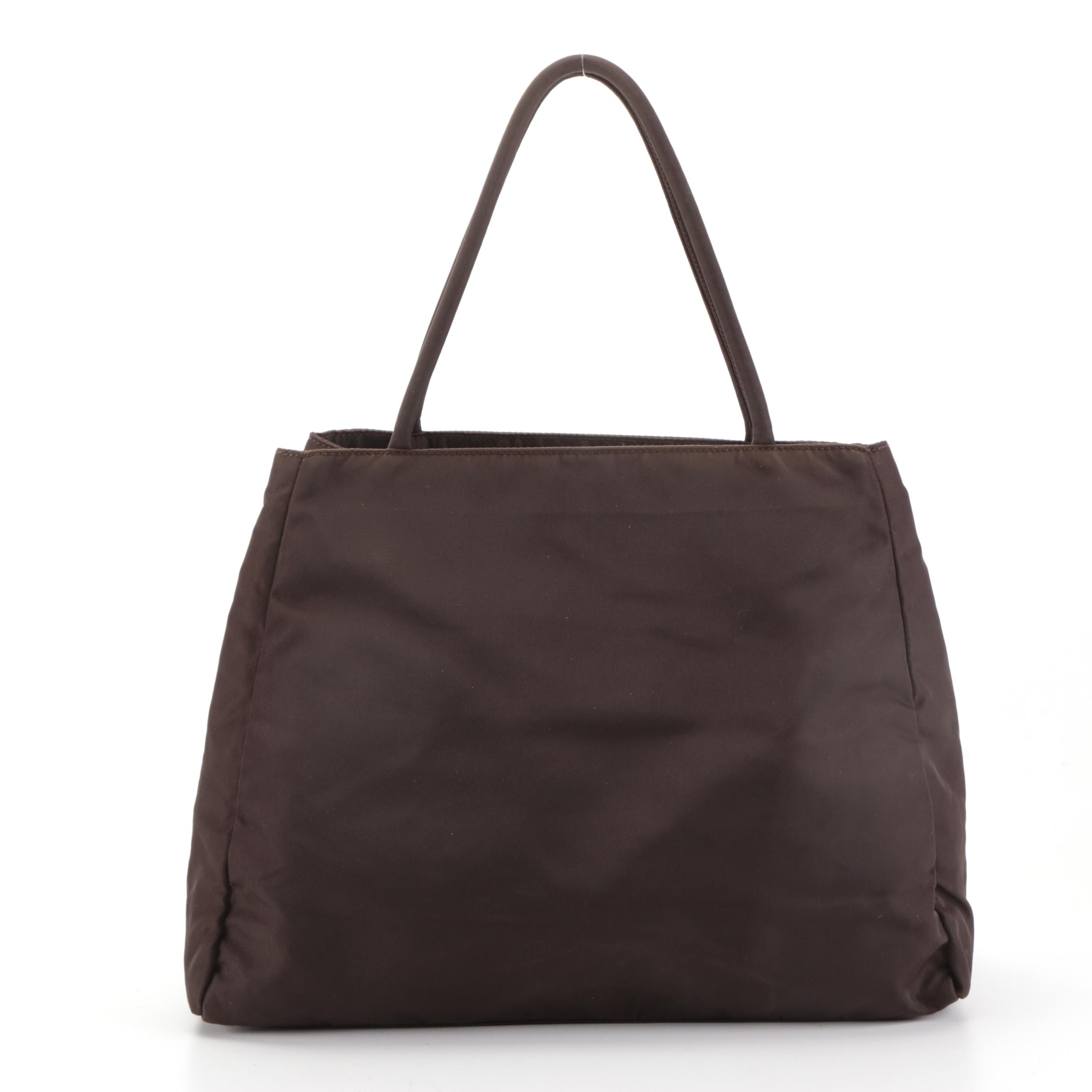 Prada Small City Shopper Tote Bag in Brown Nylon Tessuto