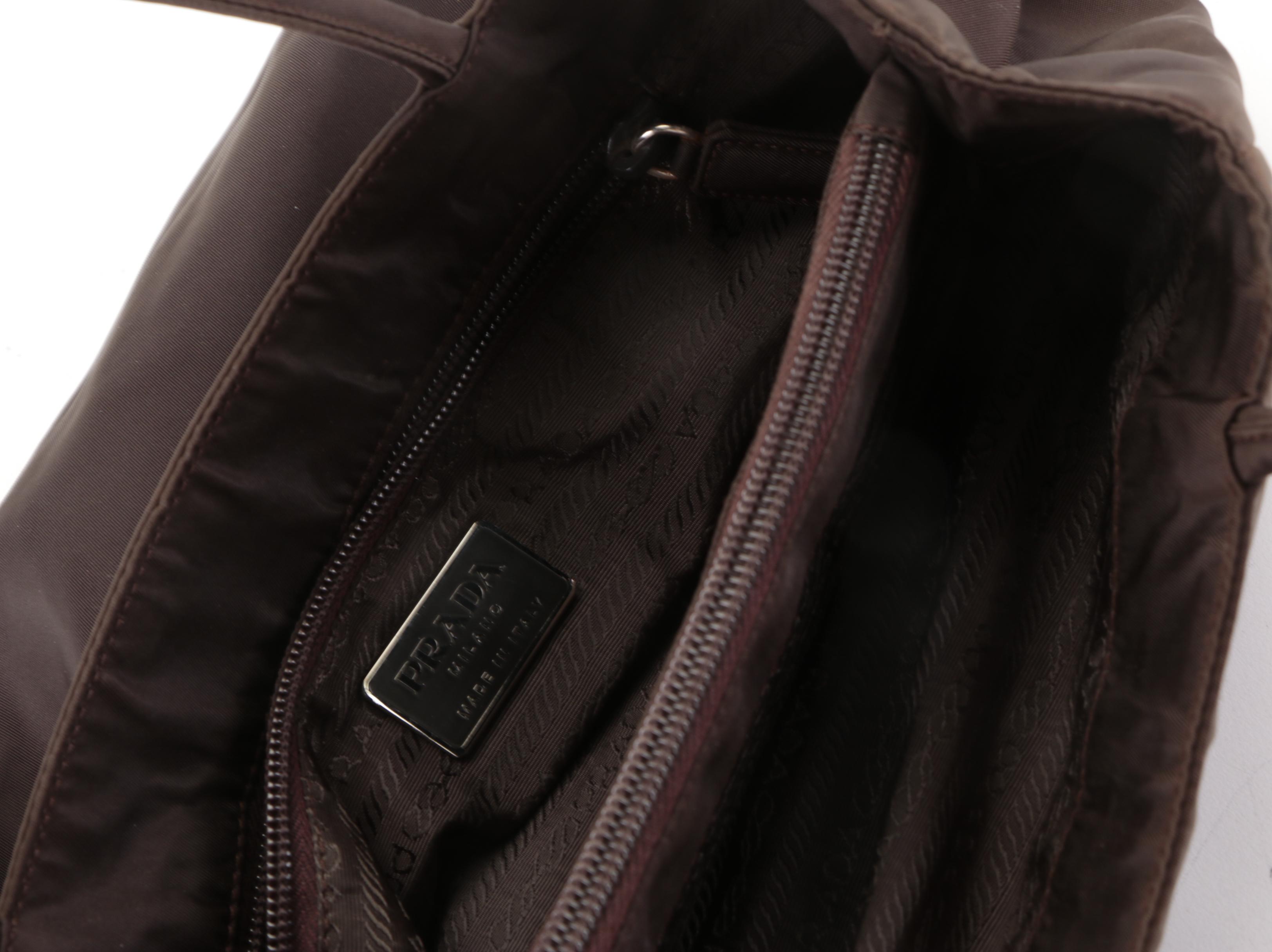 Prada Small City Shopper Tote Bag in Brown Nylon Tessuto