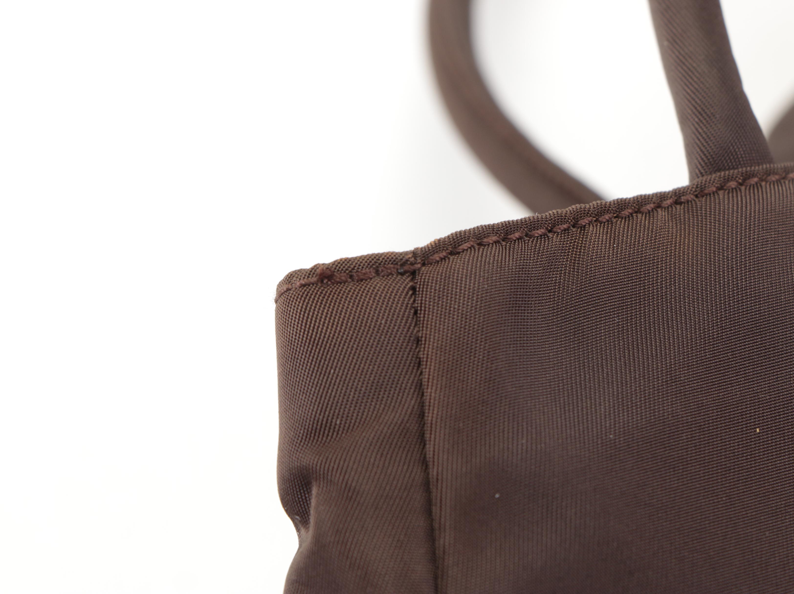 Prada Small City Shopper Tote Bag in Brown Nylon Tessuto