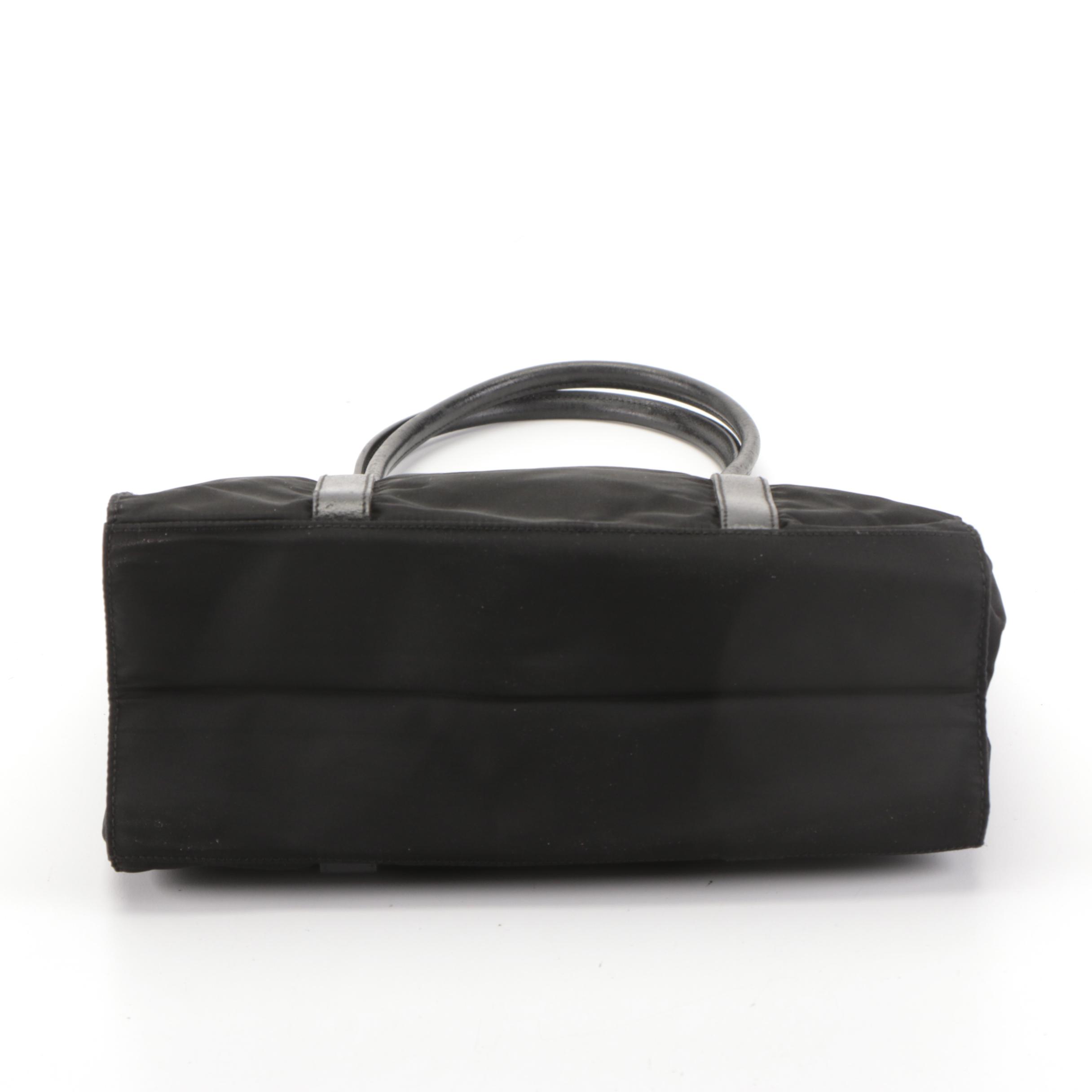 Prada Black Nylon and Leather Tote Bag