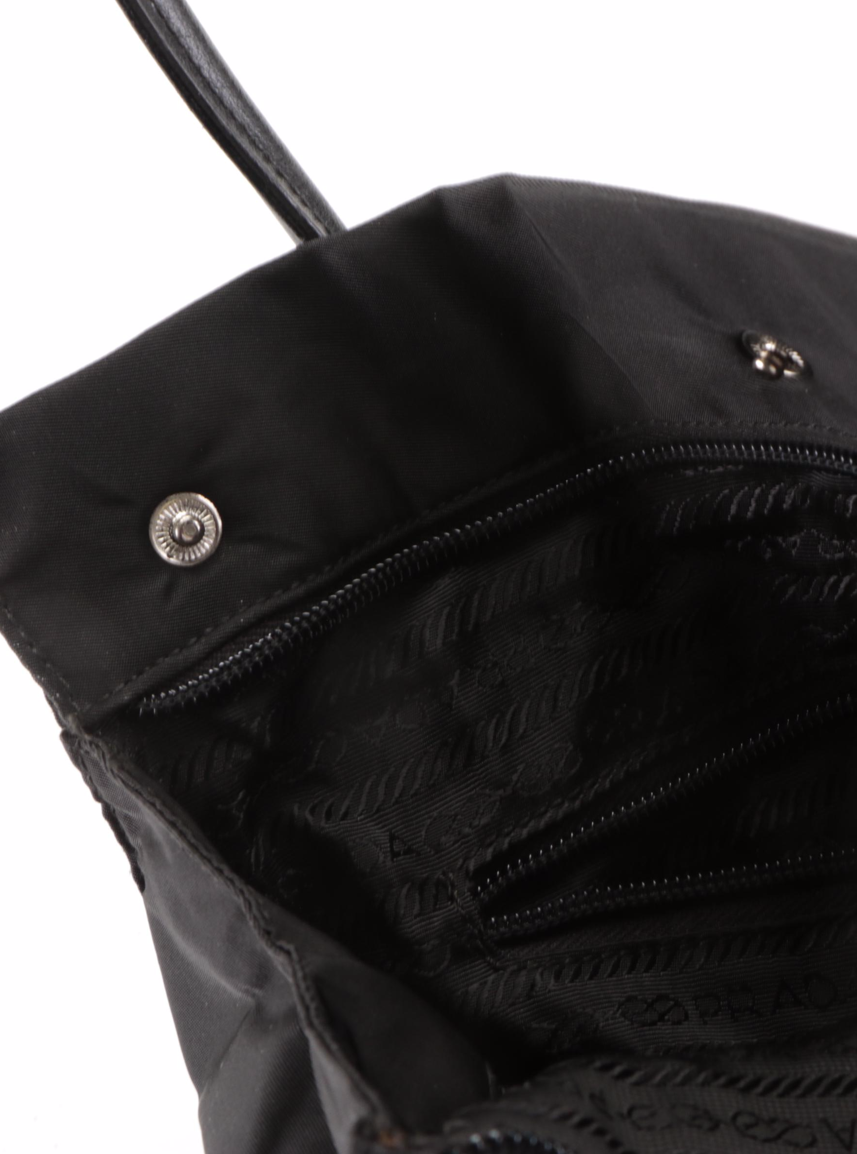 Prada Black Nylon and Leather Tote Bag