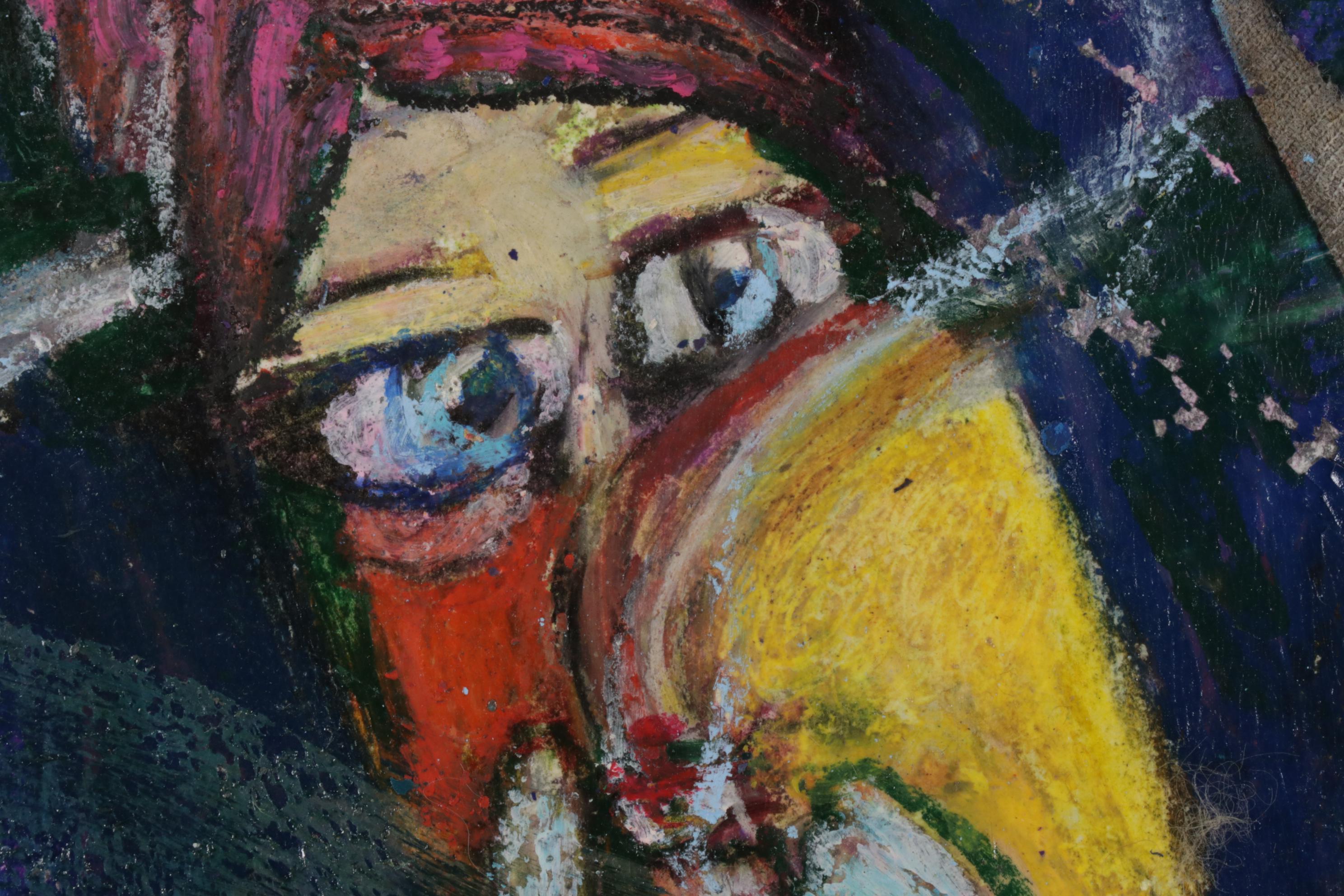 Janice Schuler Mixed Media Drawing of Abstract Figures, 21st Century