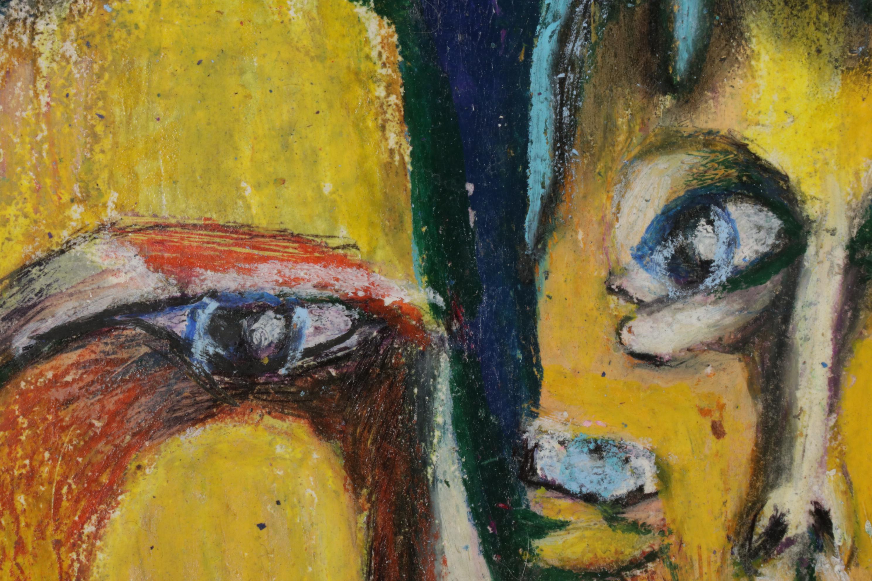 Janice Schuler Mixed Media Drawing of Abstract Figures, 21st Century