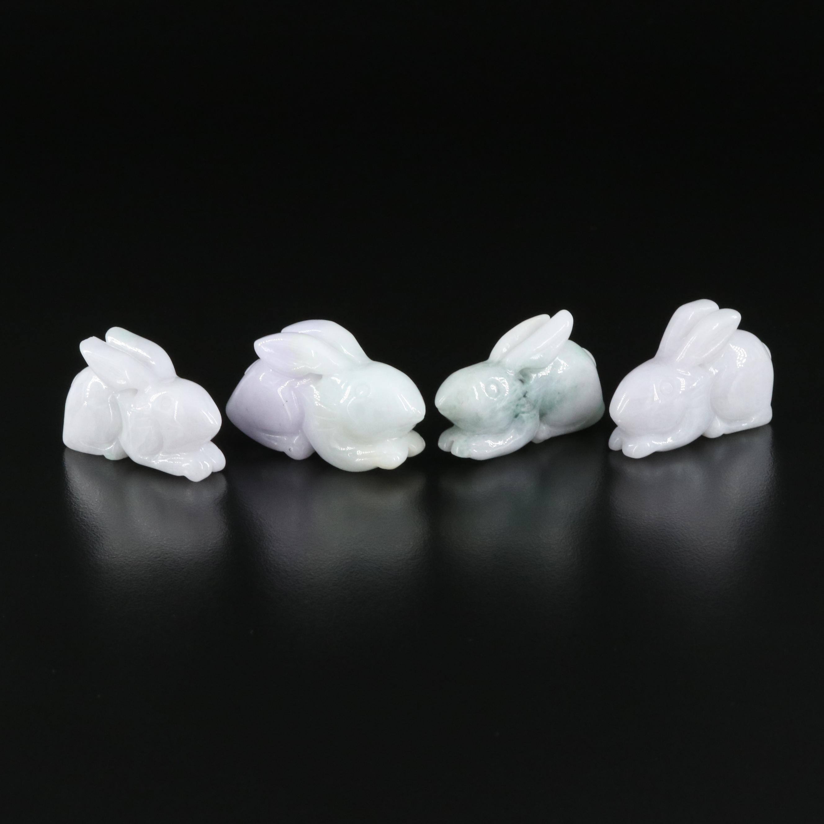 Loose Carved Jadeite Bunnies