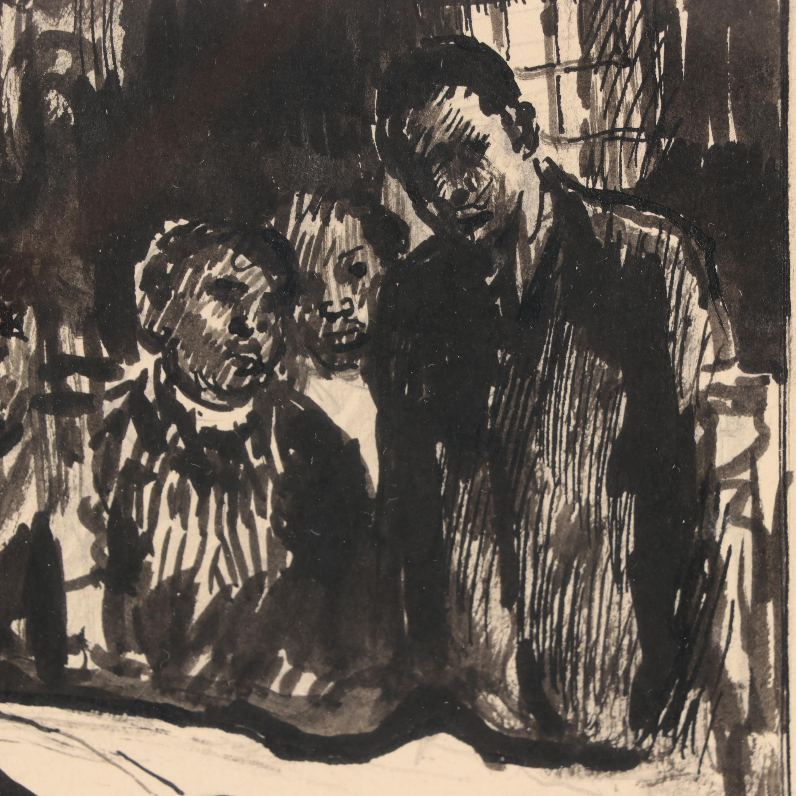 Francis Luis Mora Ink Drawing of Figures