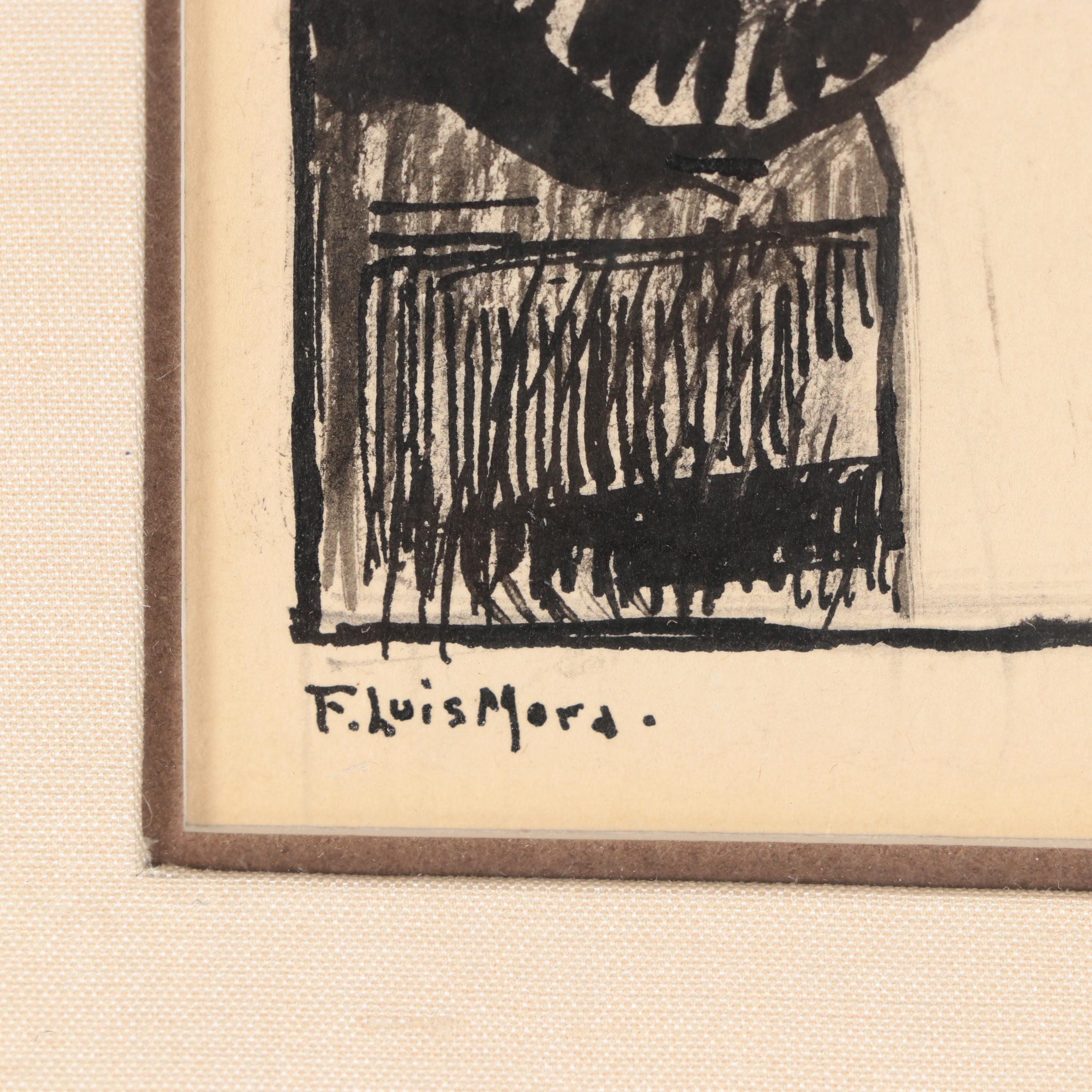 Francis Luis Mora Ink Drawing of Figures