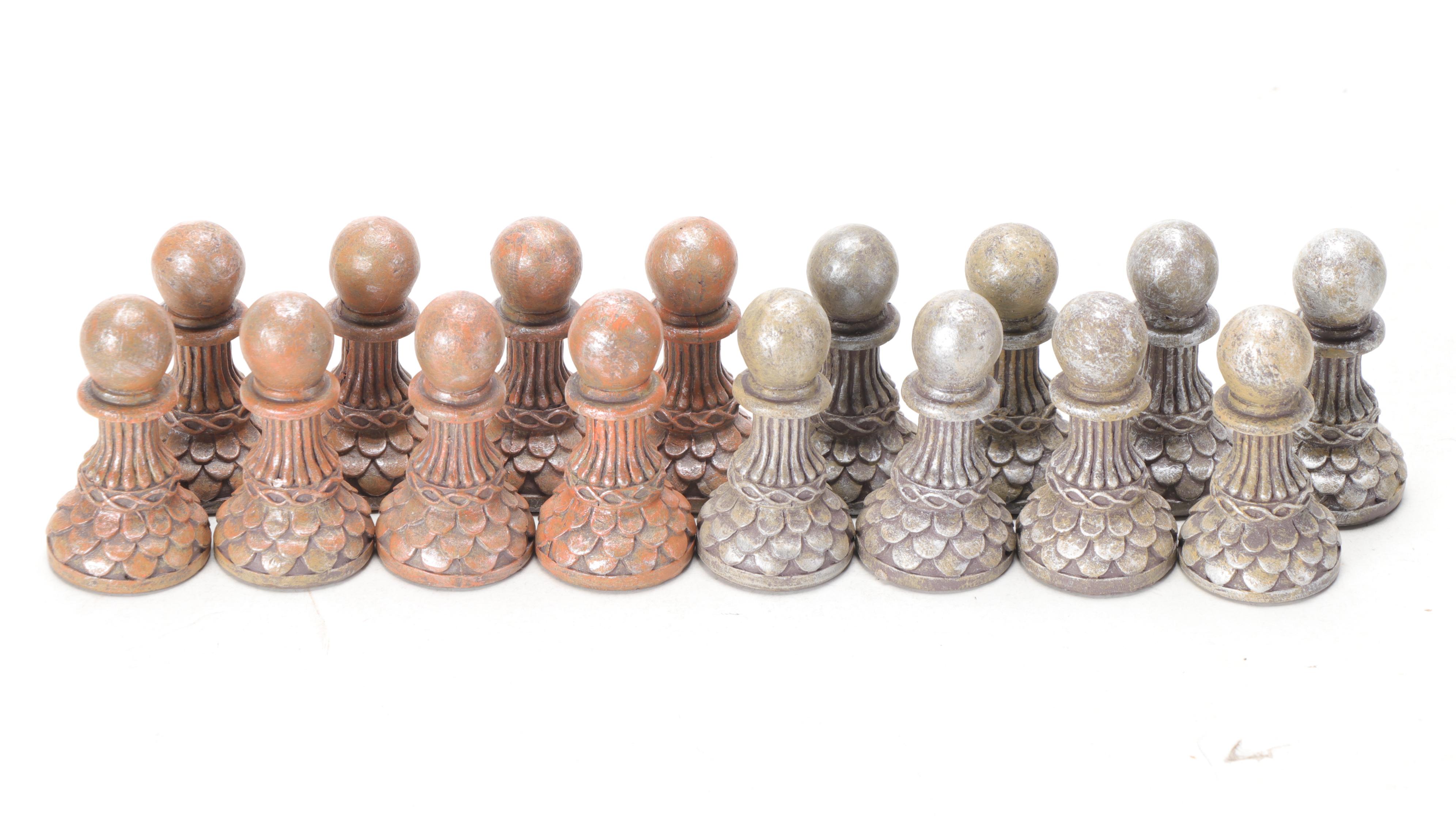 Polyresin Baroque Chess Set with Drawers