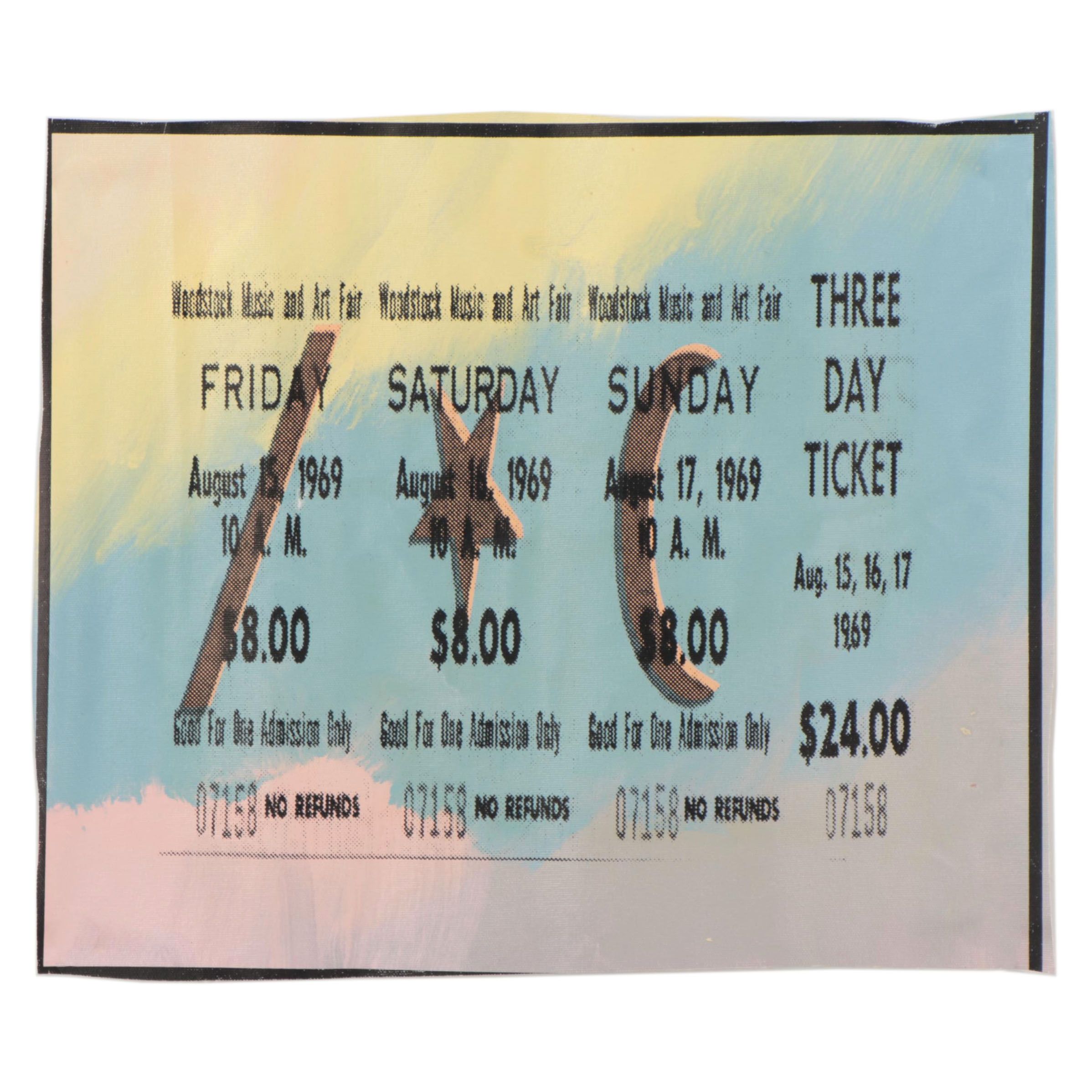 Steve Kaufman Pop Art Mixed Media Painting of Woodstock Ticket