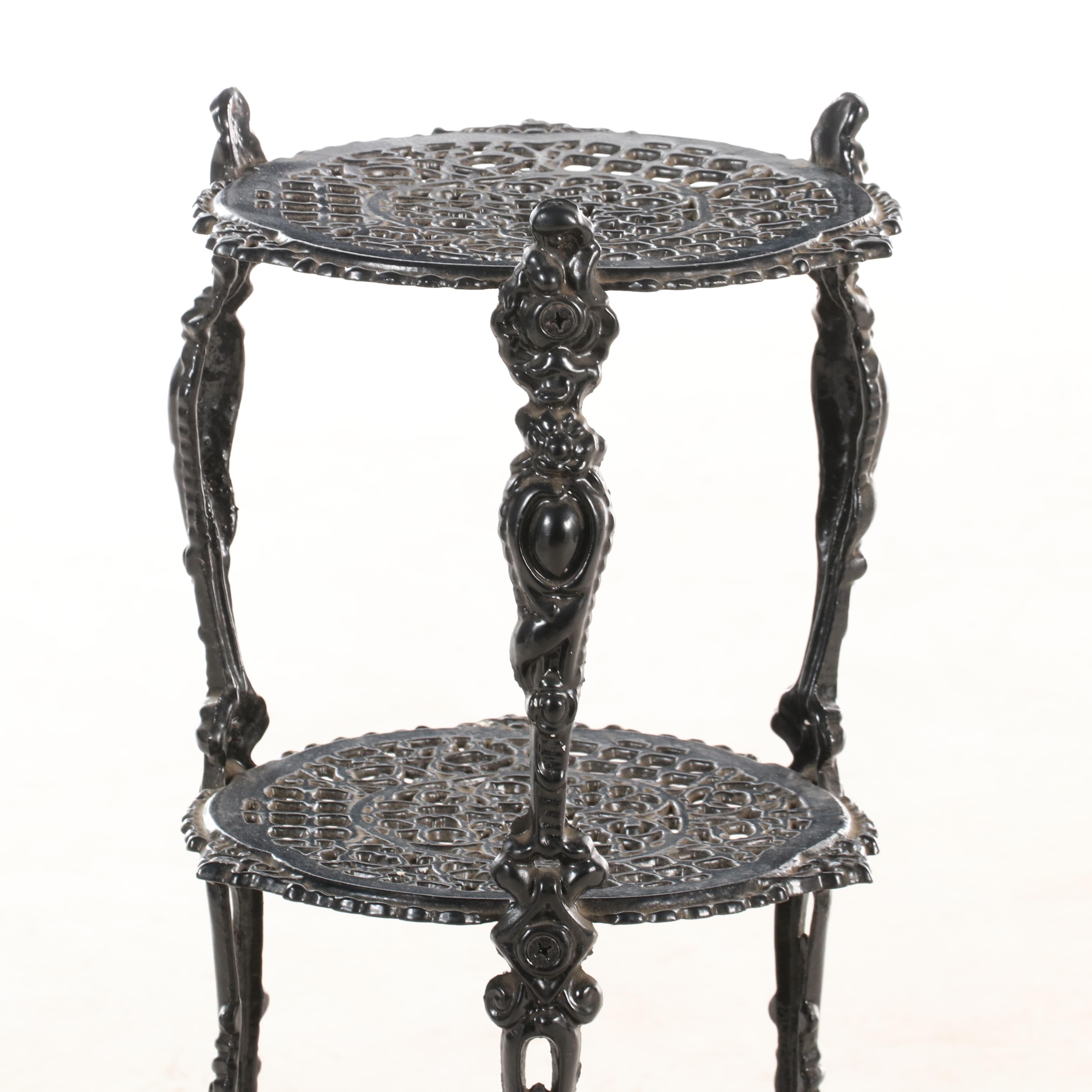 Victorian Style Painted Cast Iron Three-Tier Plant Stand