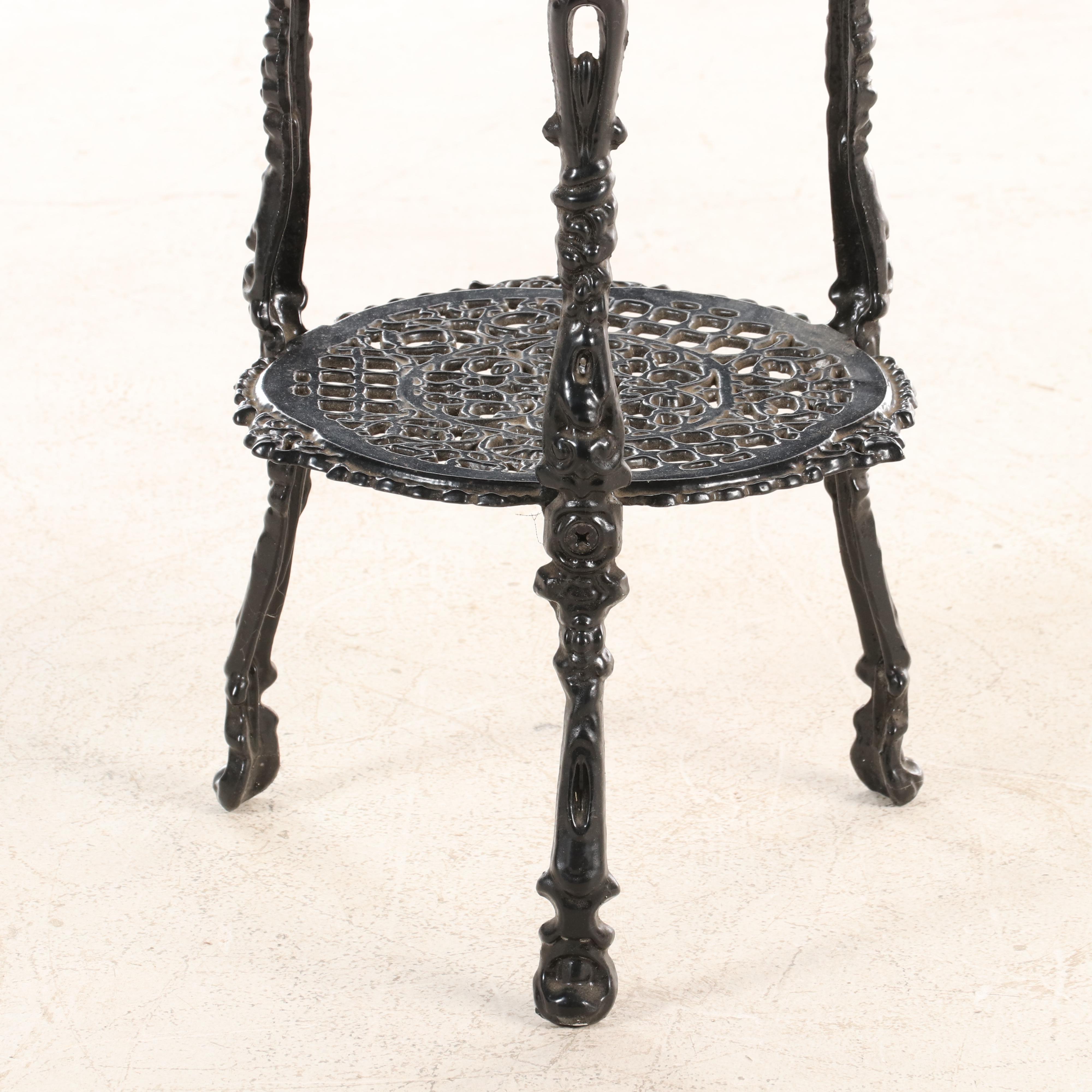 Victorian Style Painted Cast Iron Three-Tier Plant Stand