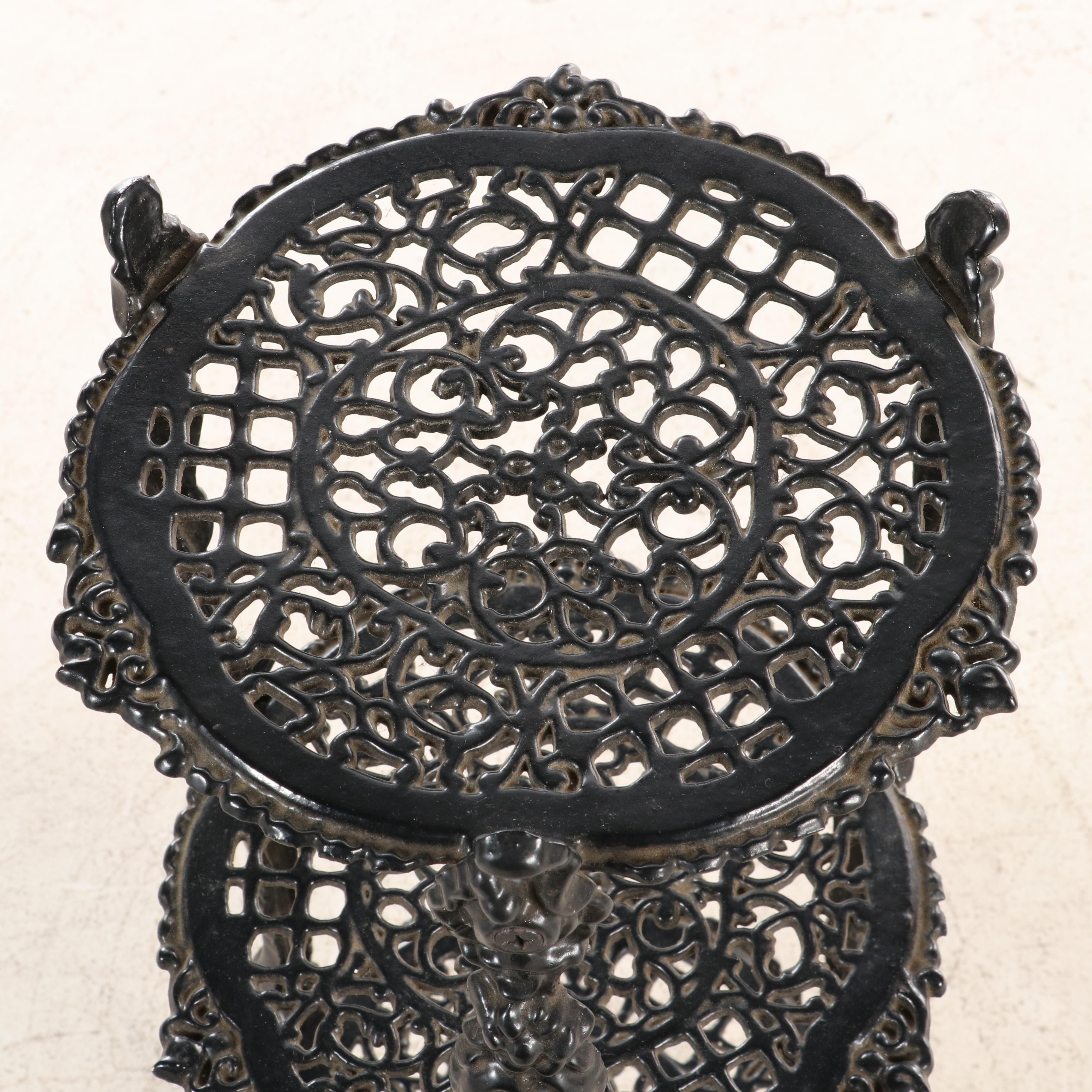 Victorian Style Painted Cast Iron Three-Tier Plant Stand