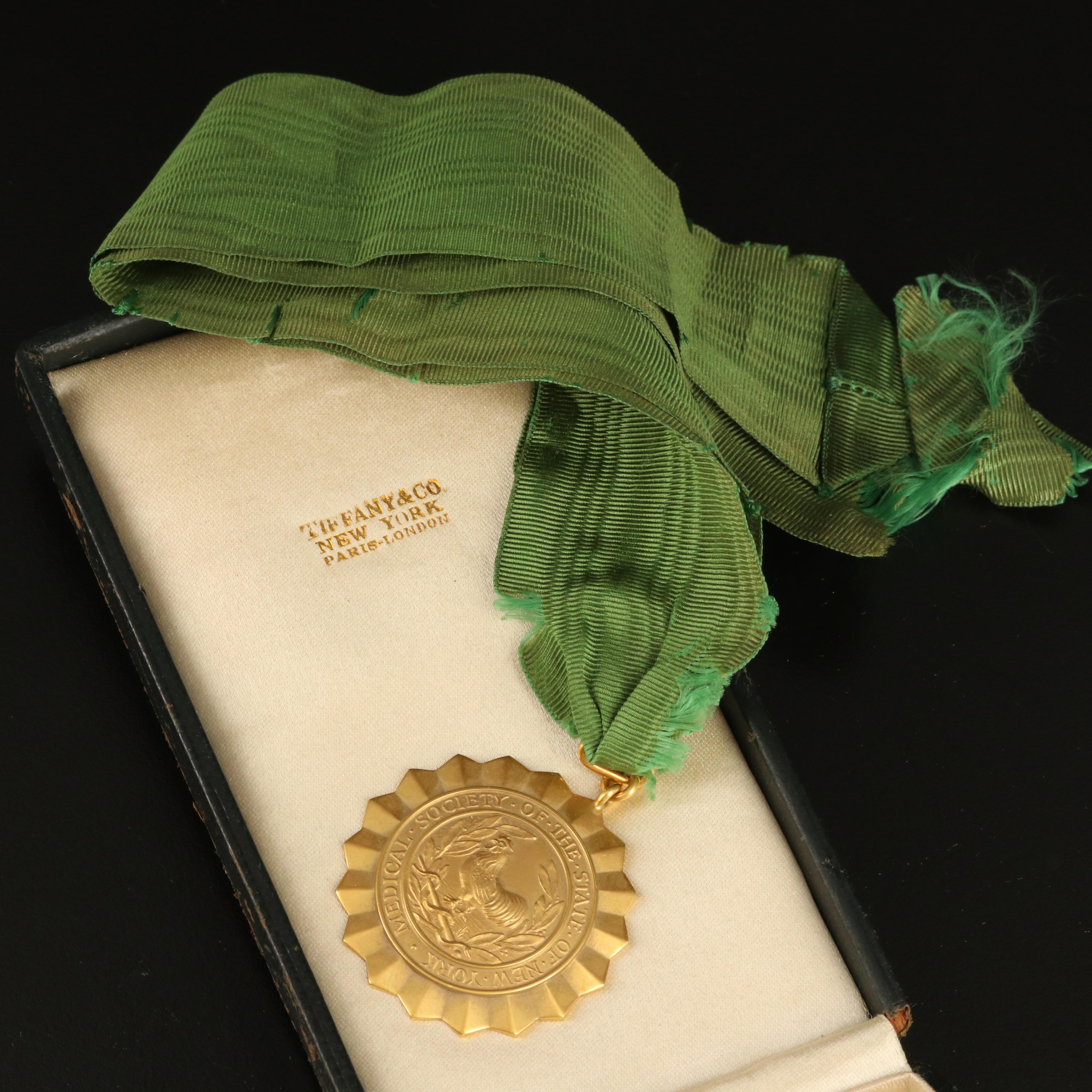 1918 14K Gold Tiffany Makers Medal Made for the New York State Medical Society