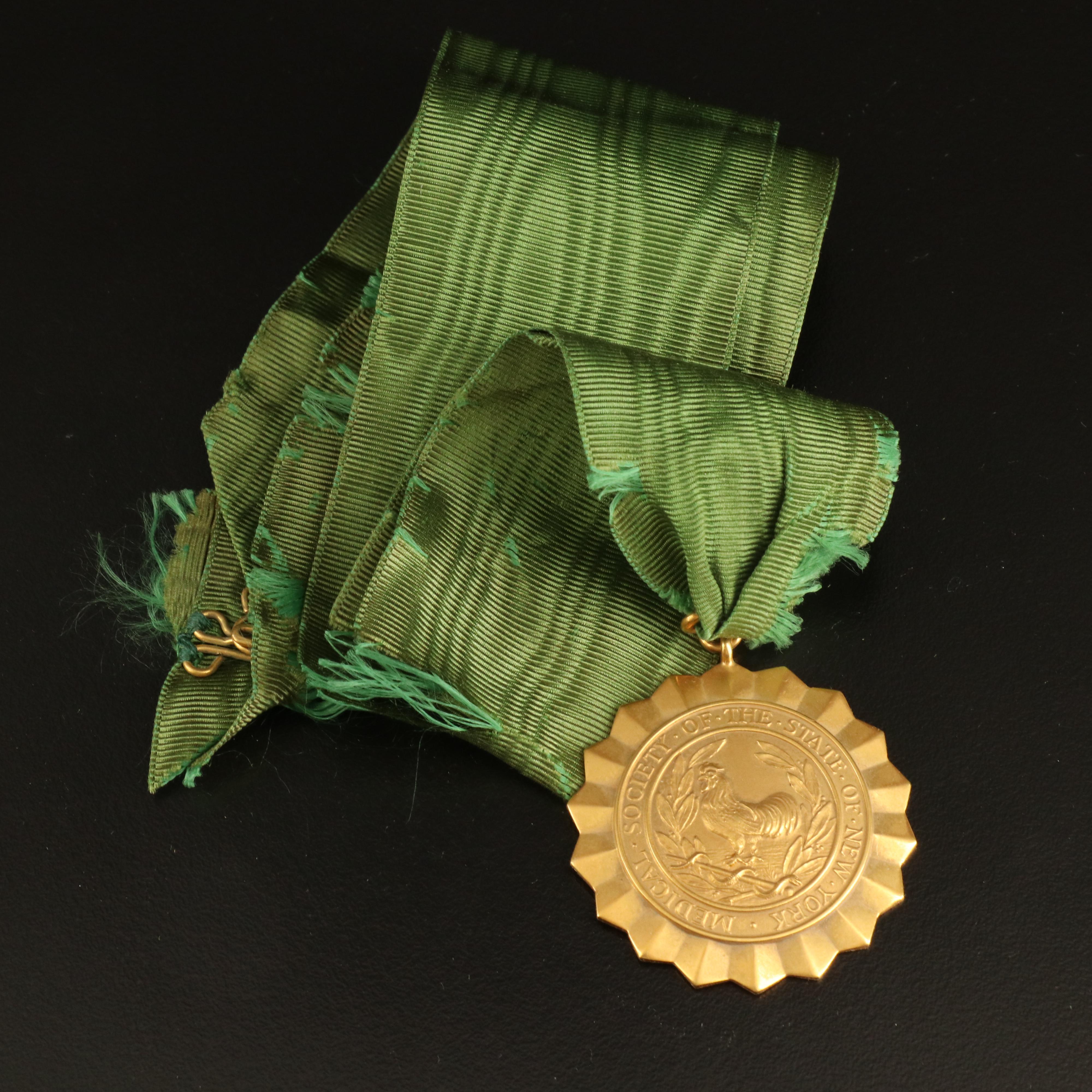 1918 14K Gold Tiffany Makers Medal Made for the New York State Medical Society