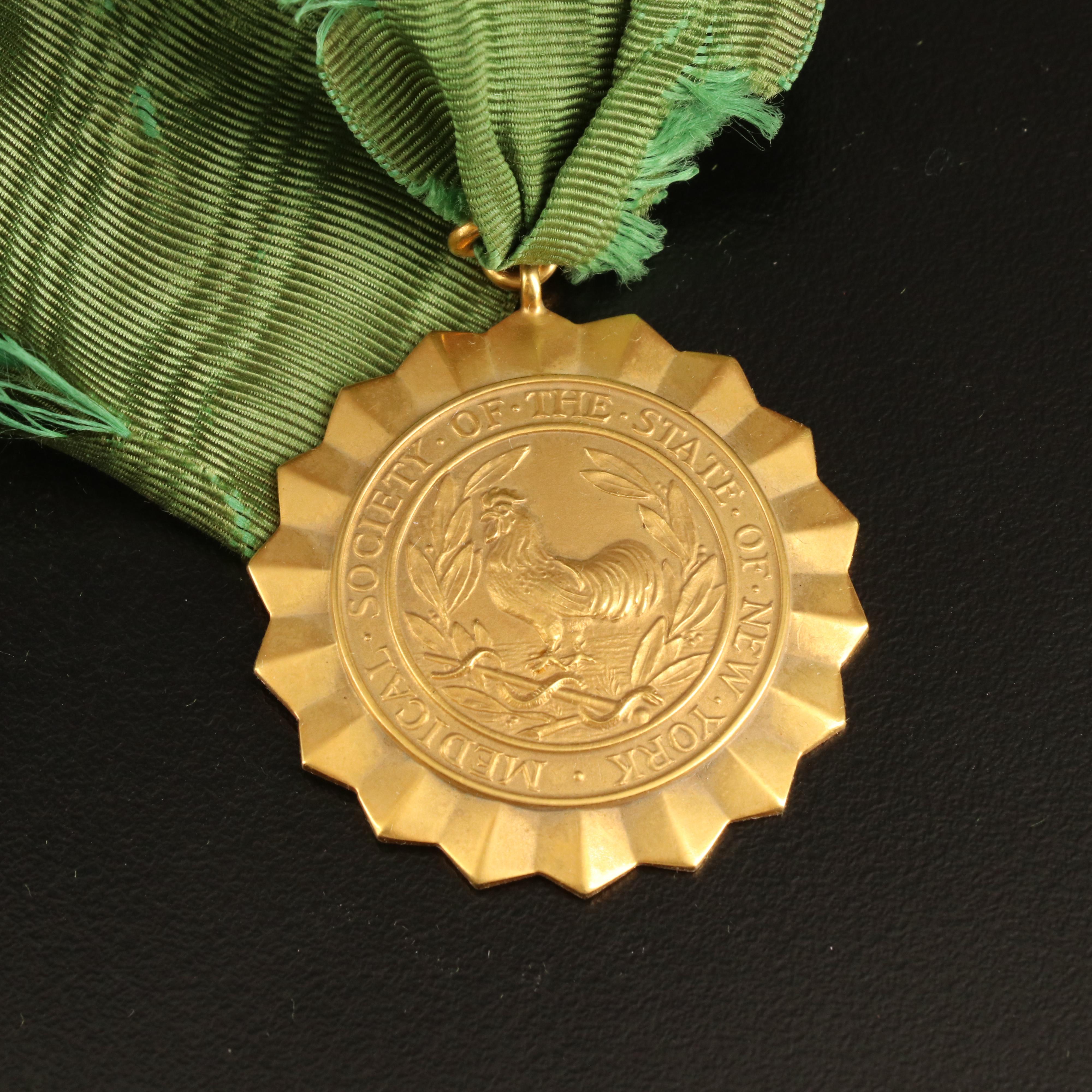 1918 14K Gold Tiffany Makers Medal Made for the New York State Medical Society