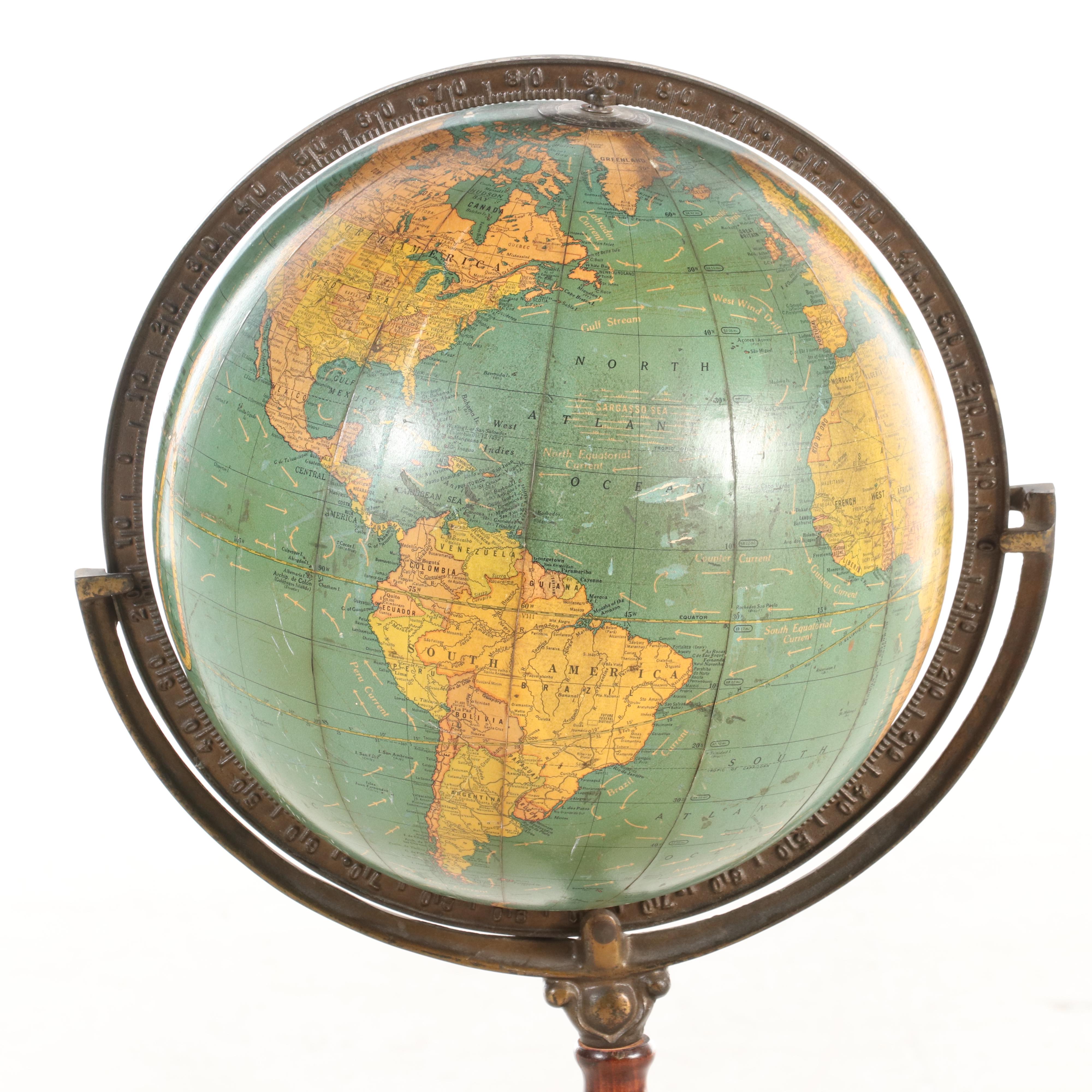 Cram's Unrivaled Terrestrial Standing Globe, Mid-20th Century