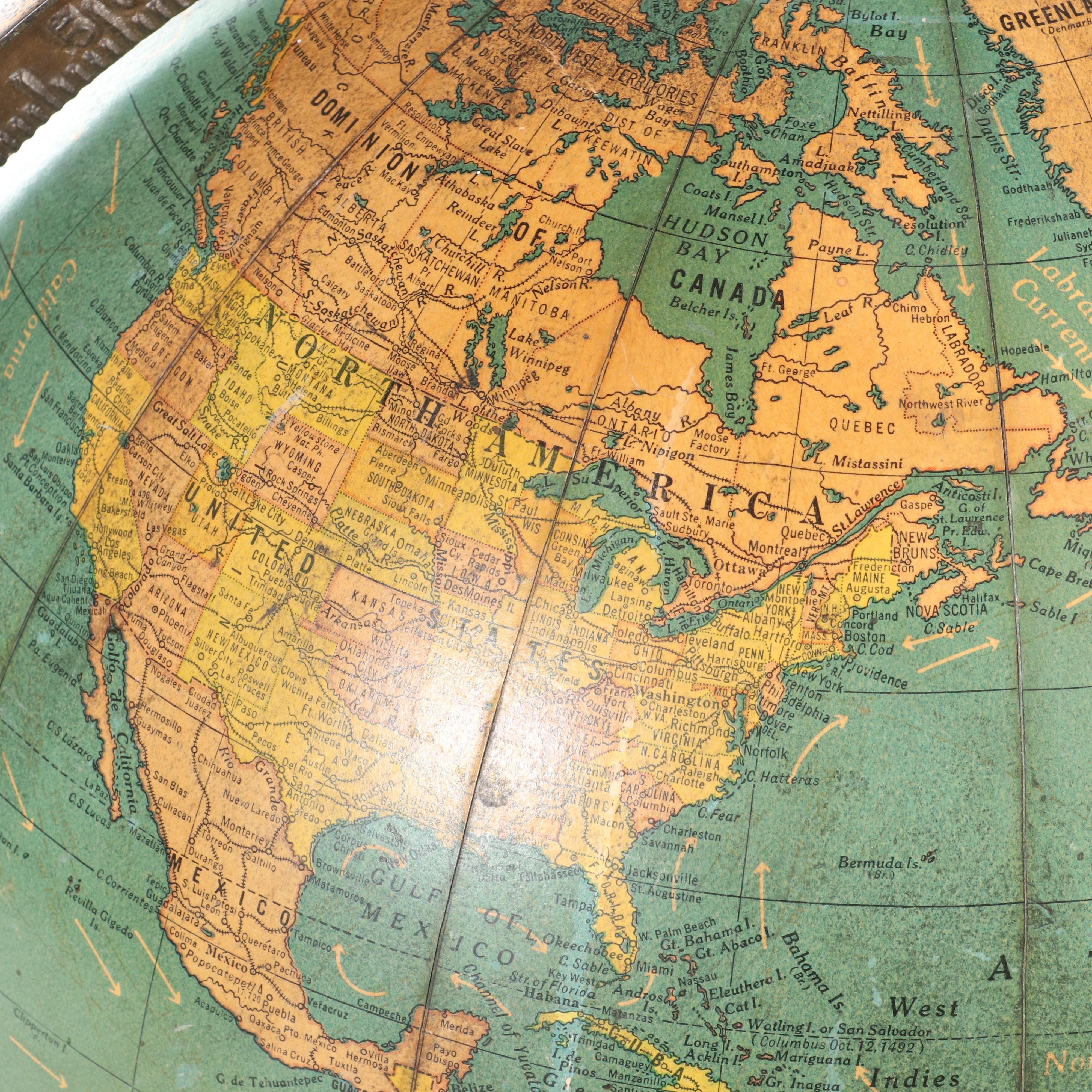 Cram's Unrivaled Terrestrial Standing Globe, Mid-20th Century