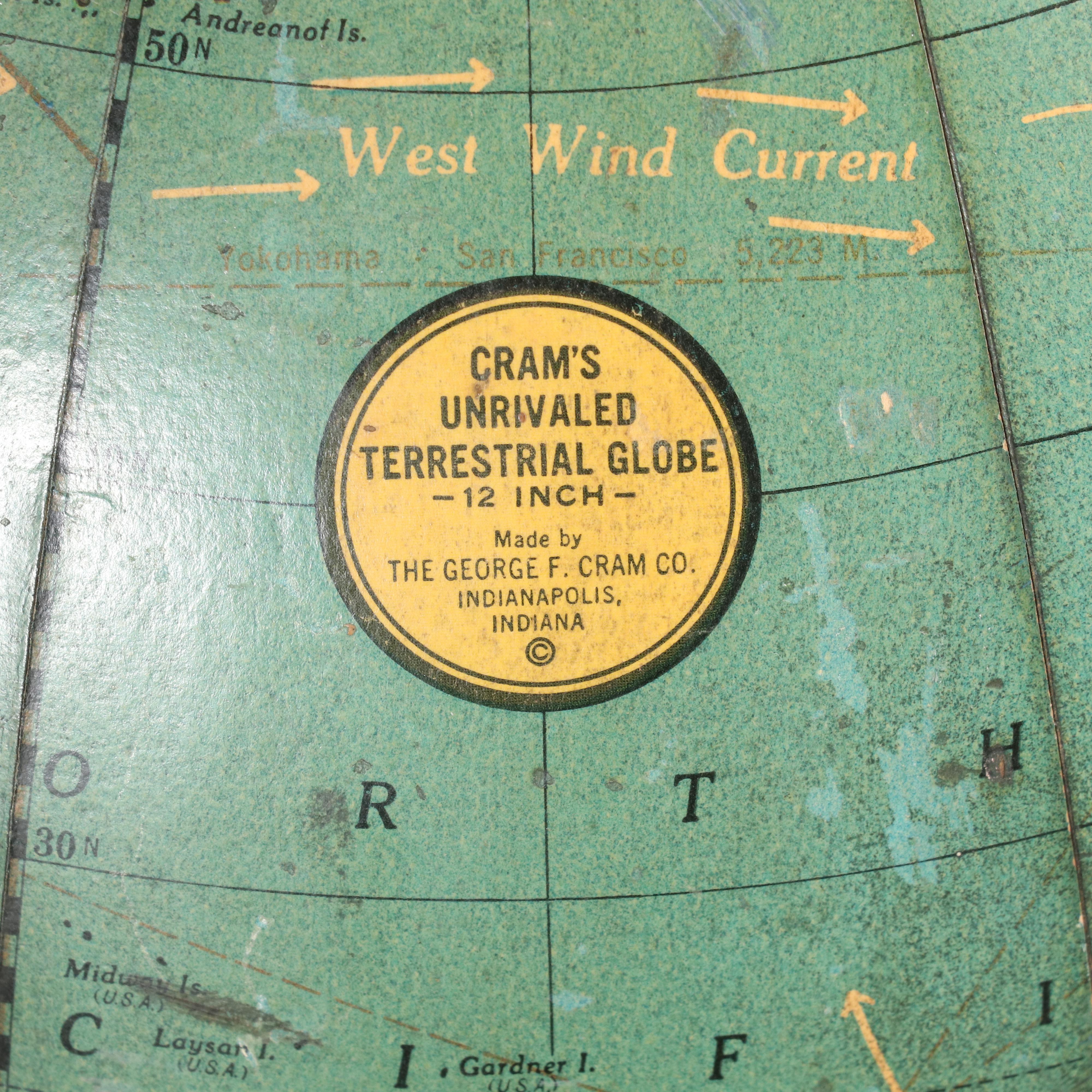 Cram's Unrivaled Terrestrial Standing Globe, Mid-20th Century