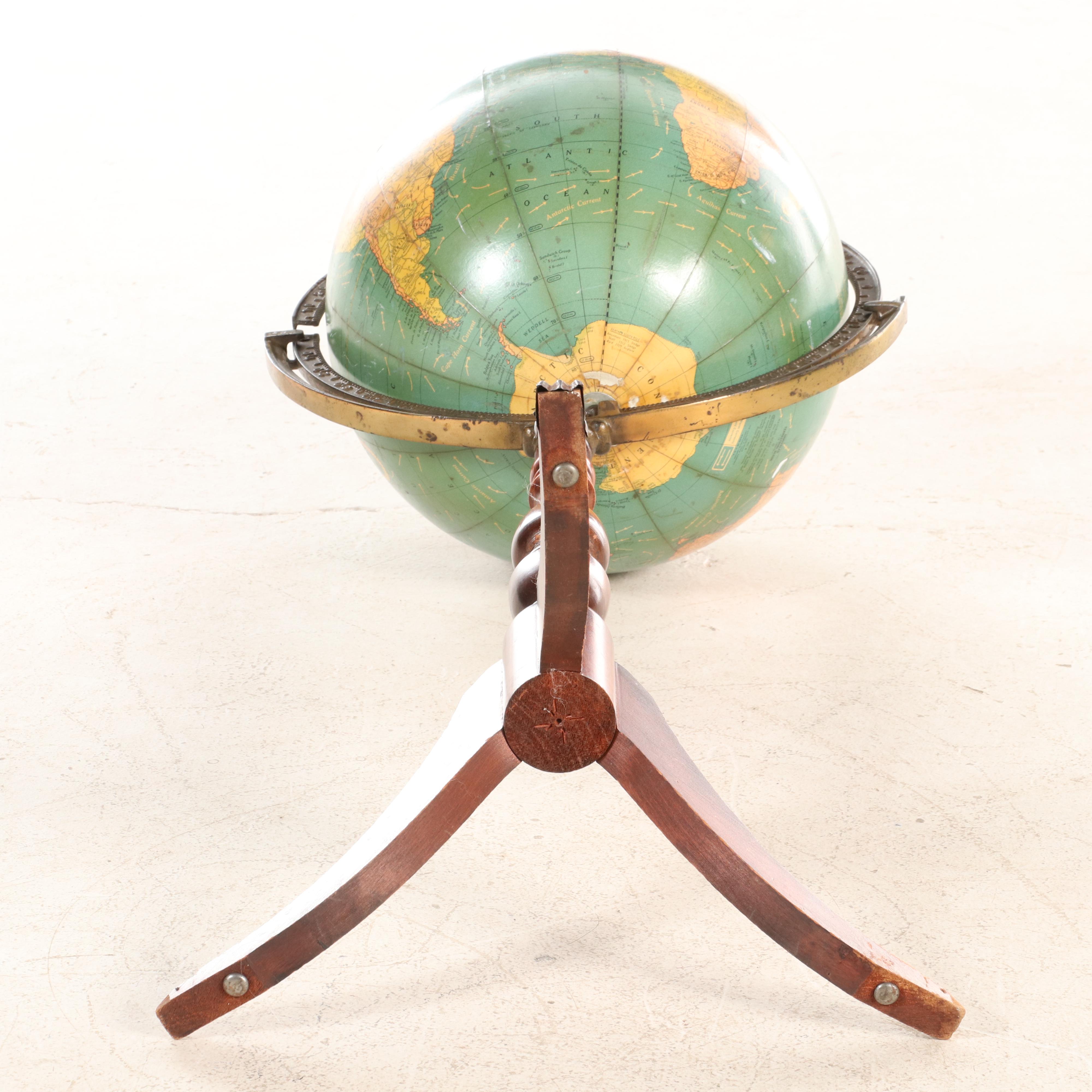 Cram's Unrivaled Terrestrial Standing Globe, Mid-20th Century