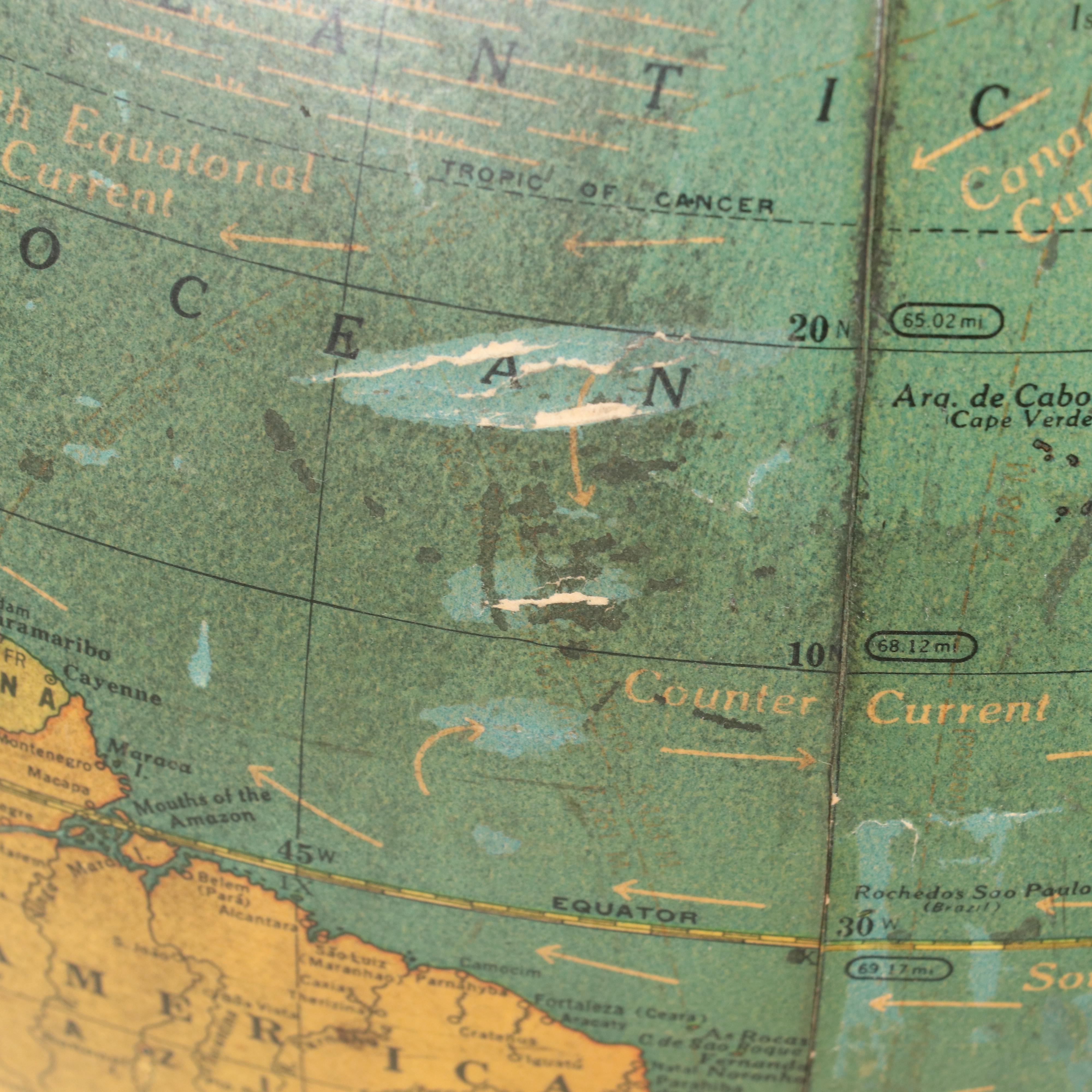 Cram's Unrivaled Terrestrial Standing Globe, Mid-20th Century