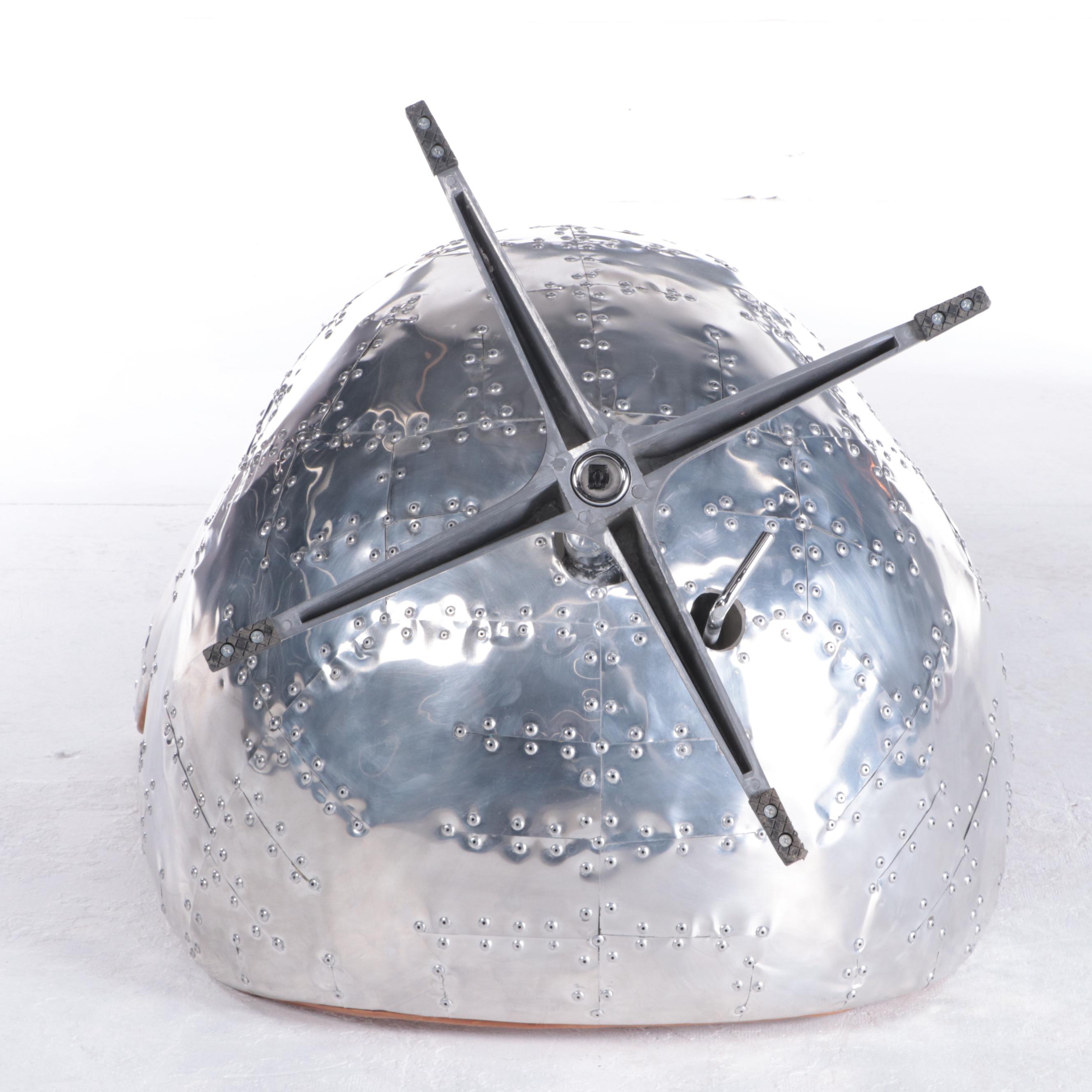 Restoration Hardware Aluminum and Leather Swivel Aviator Egg Chair