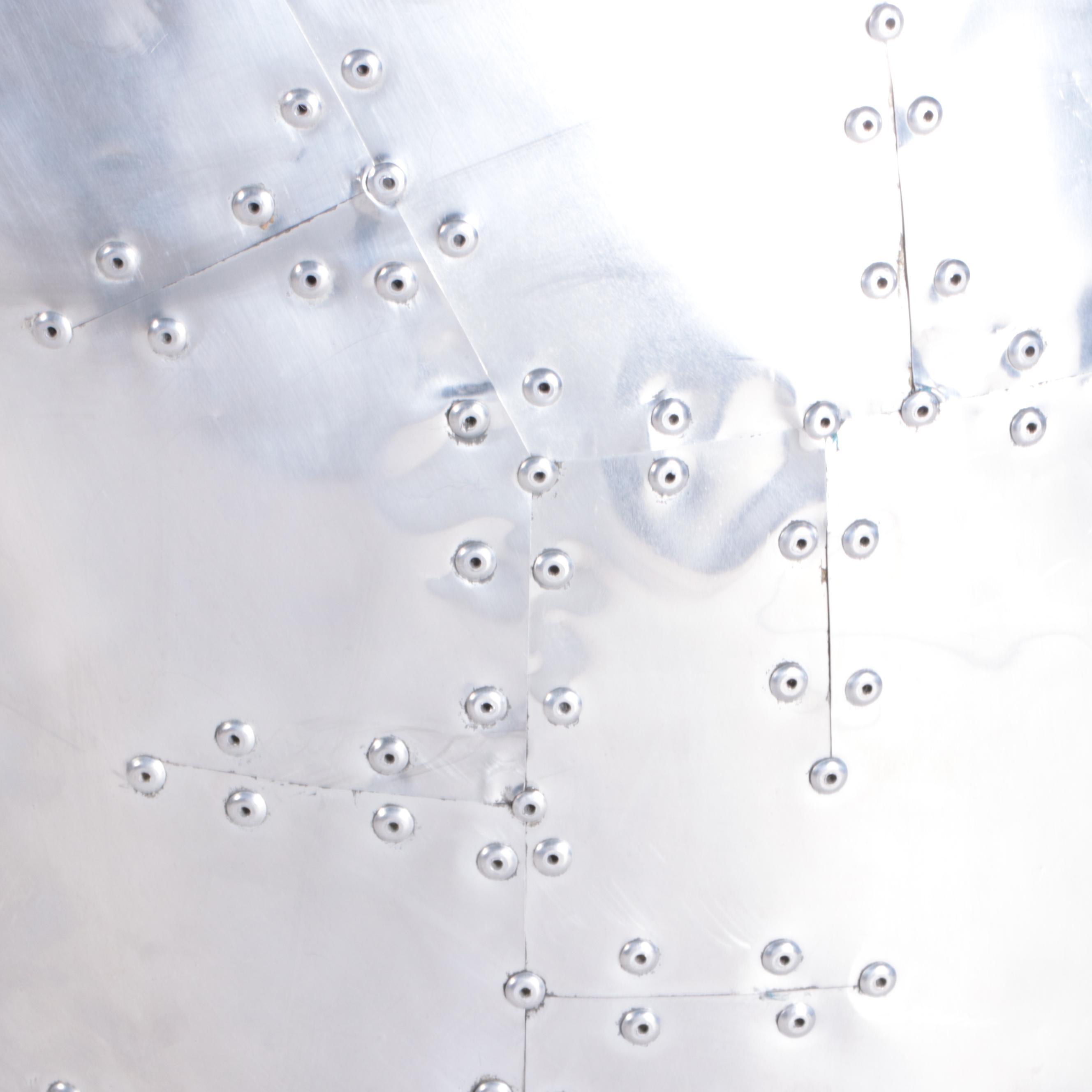 Restoration Hardware Aluminum and Leather Swivel Aviator Egg Chair