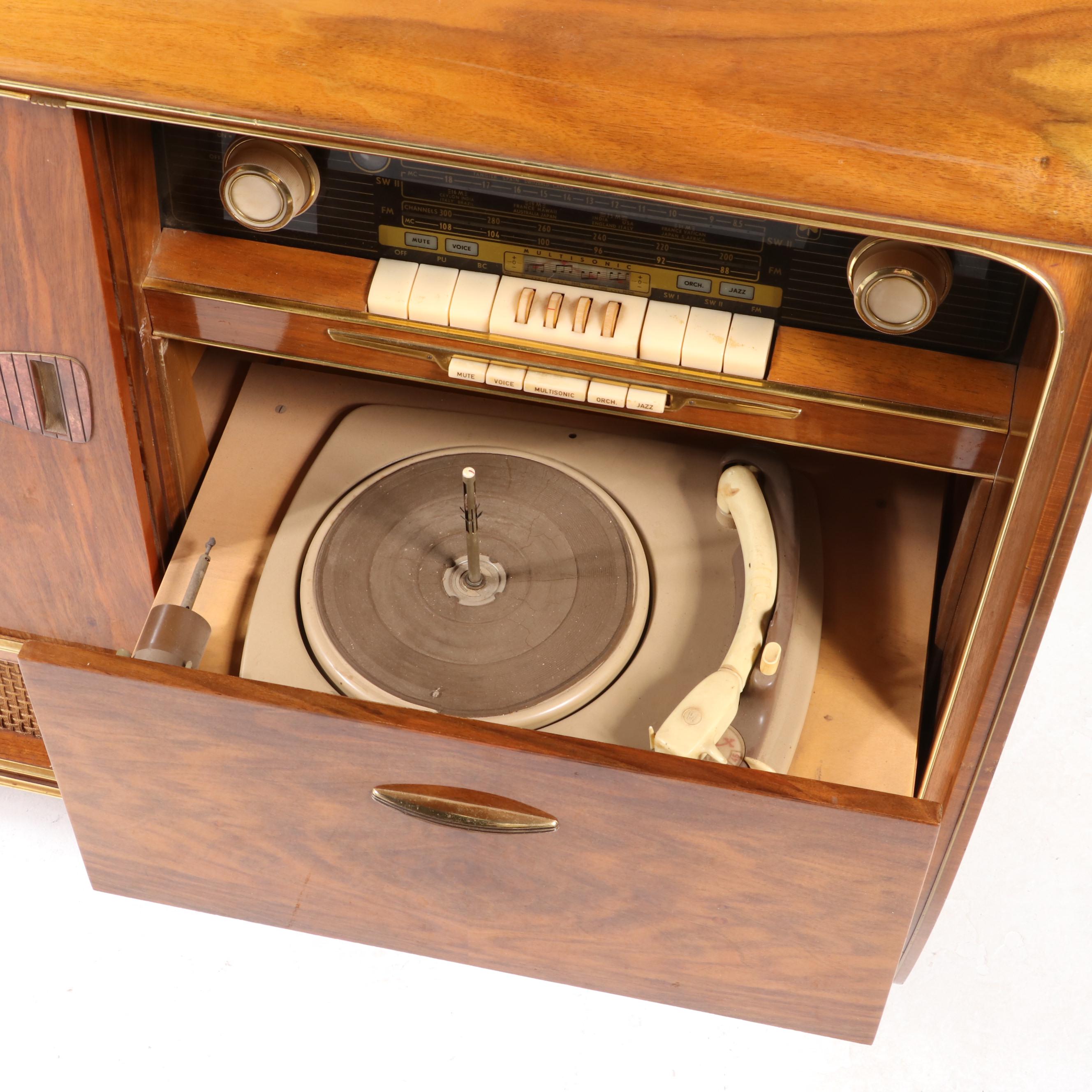 Grundig-Majestic "7068" Mid Century Modern Walnut Console Stereo/Record Player